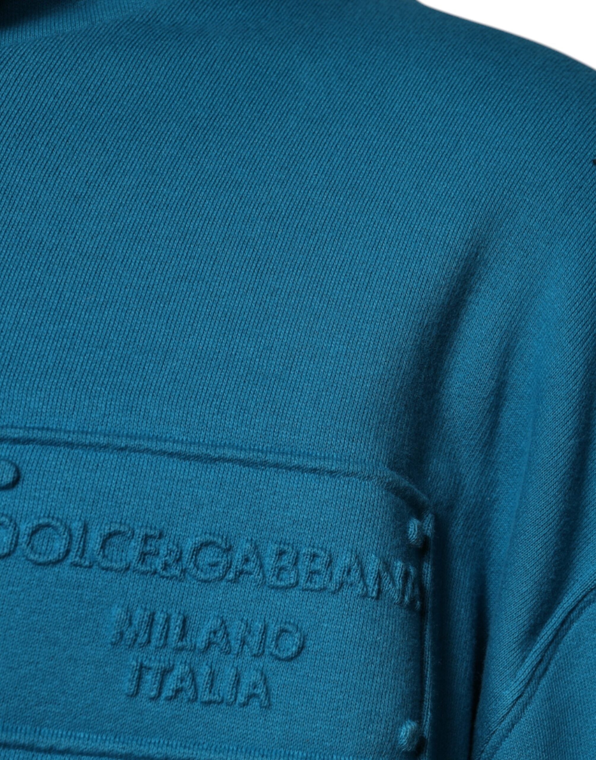 Dolce & Gabbana Blå Logotyp Bomull Huvtröja Tröja