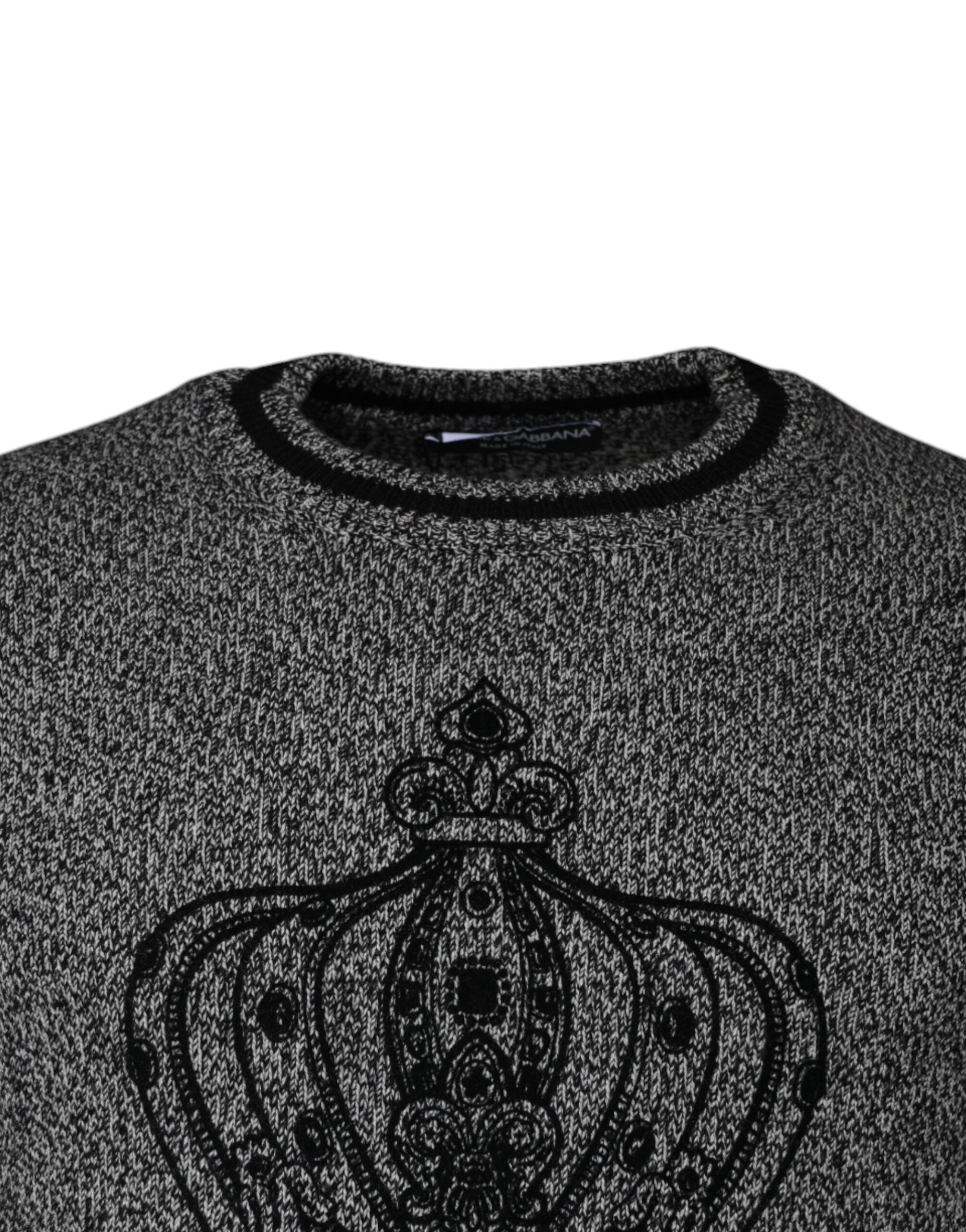 Dolce & Gabbana Grå Crown King Cashmere Pullover-tröja
