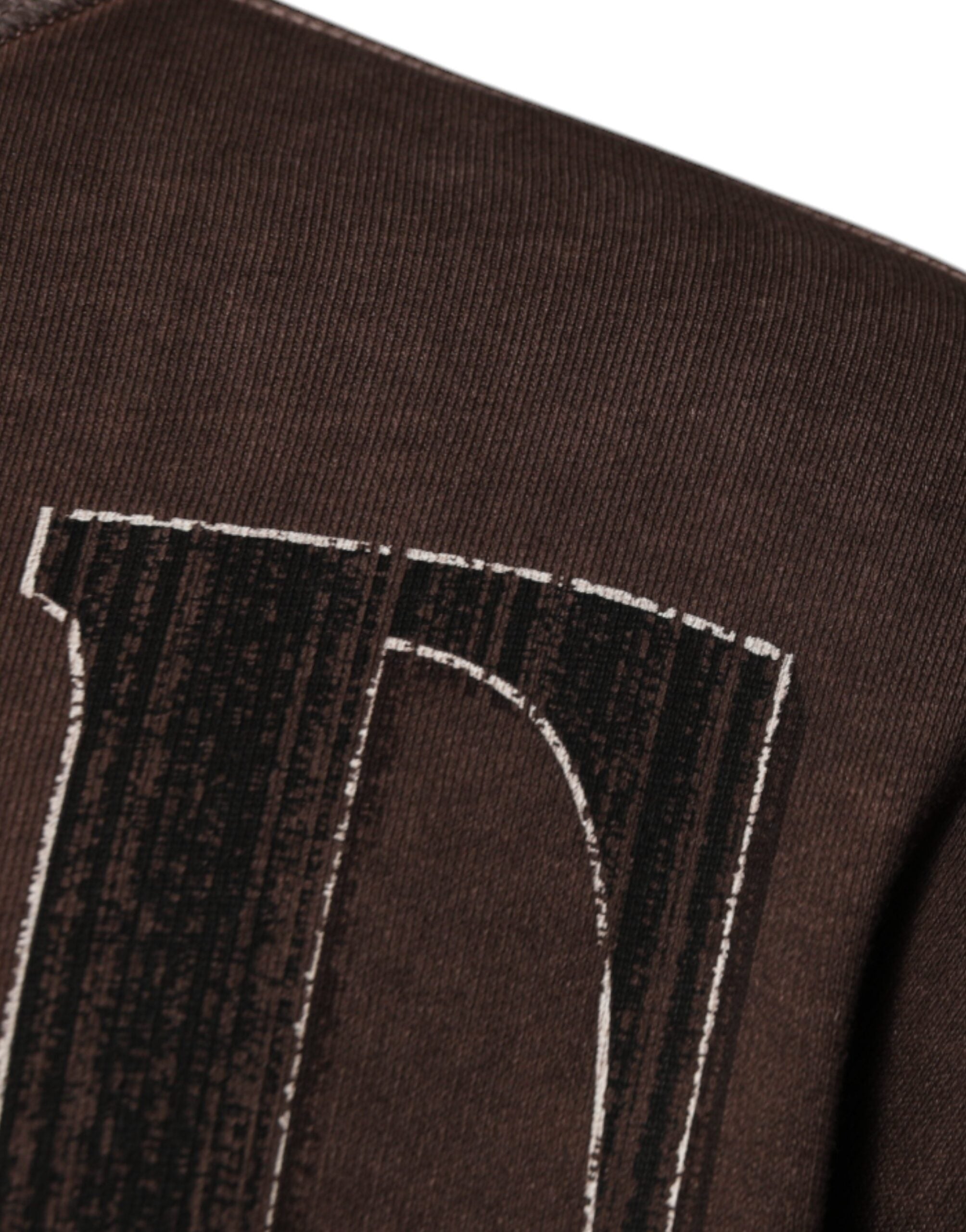 Dolce & Gabbana Brun Logotyptryck Rund Halsad Pullovertröja