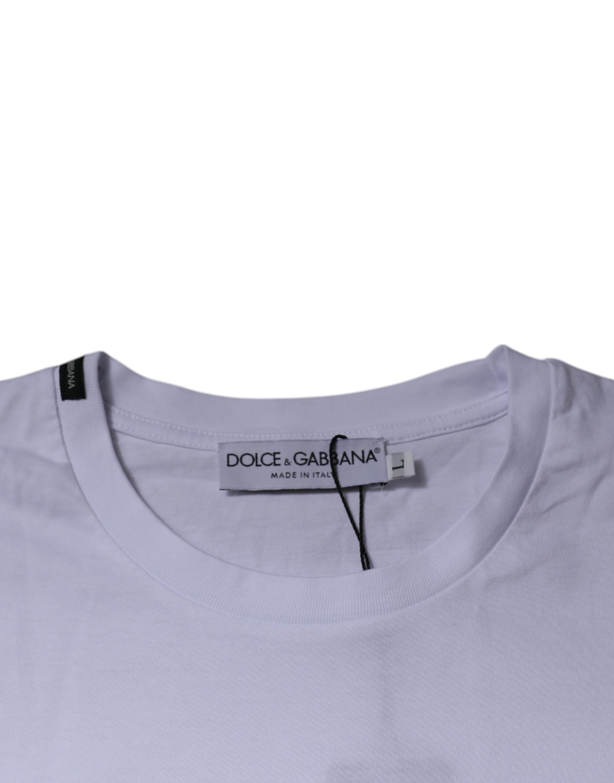 Dolce & Gabbana Vitröd Leopardfärgad Bomulls-T-shirt med Rund Halsringning