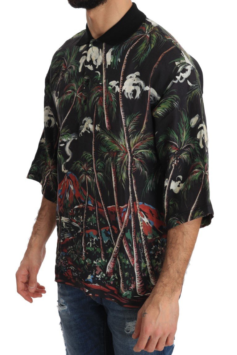 Dolce & Gabbana Svart Vulkan Sicily Kortärmad T-shirt