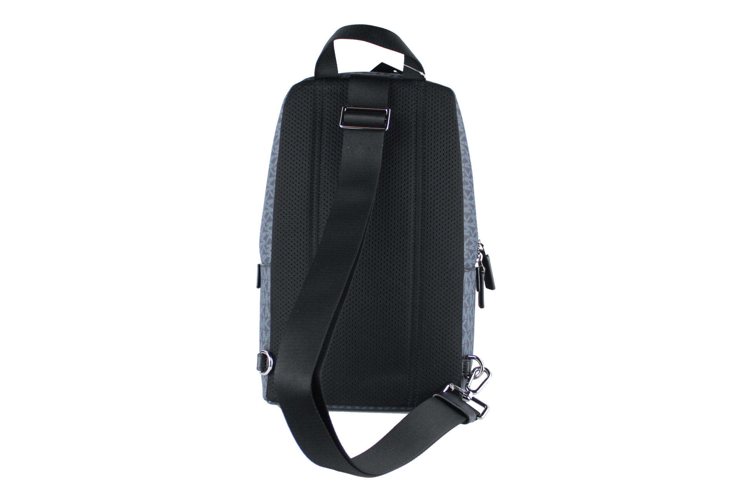 Michael Kors Cooper Medium Marinblå Signature PVC Sling Ryggsäck