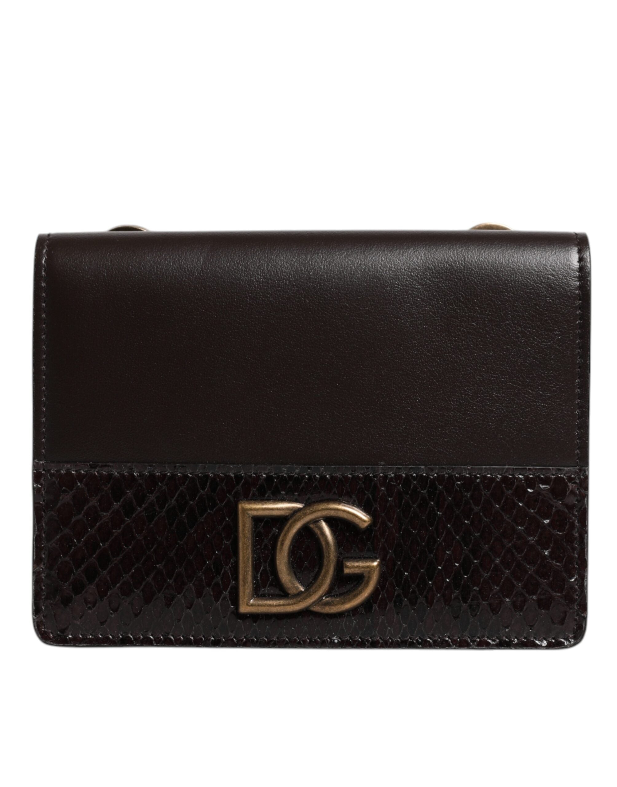 Dolce & Gabbana Brun Läderplånbok med DG-logotyp och Axelrem