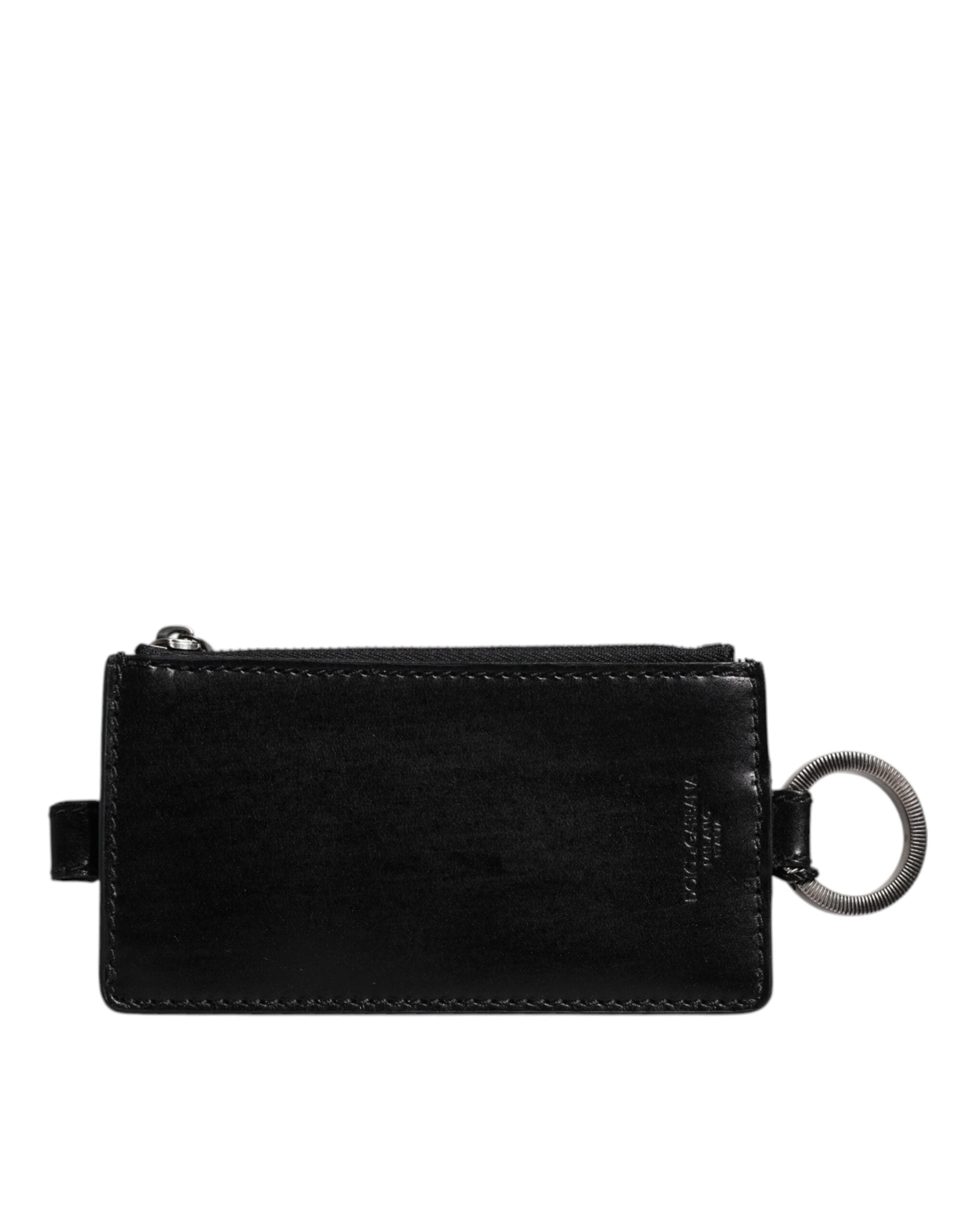 Dolce & Gabbana Svart Läderplånbok med Hästmotiv och Logotyp
