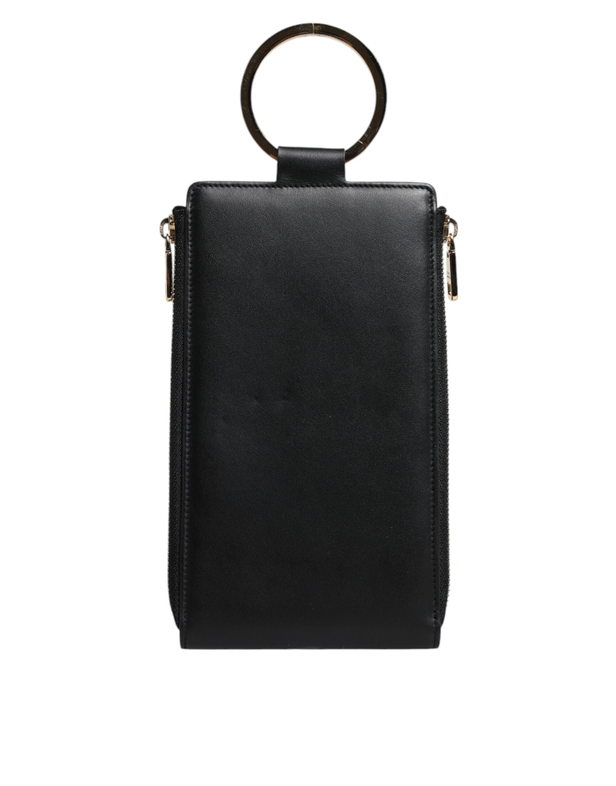 Dolce & Gabbana Svart Läder Logotypplack Halsrem Kort Myntplånbok