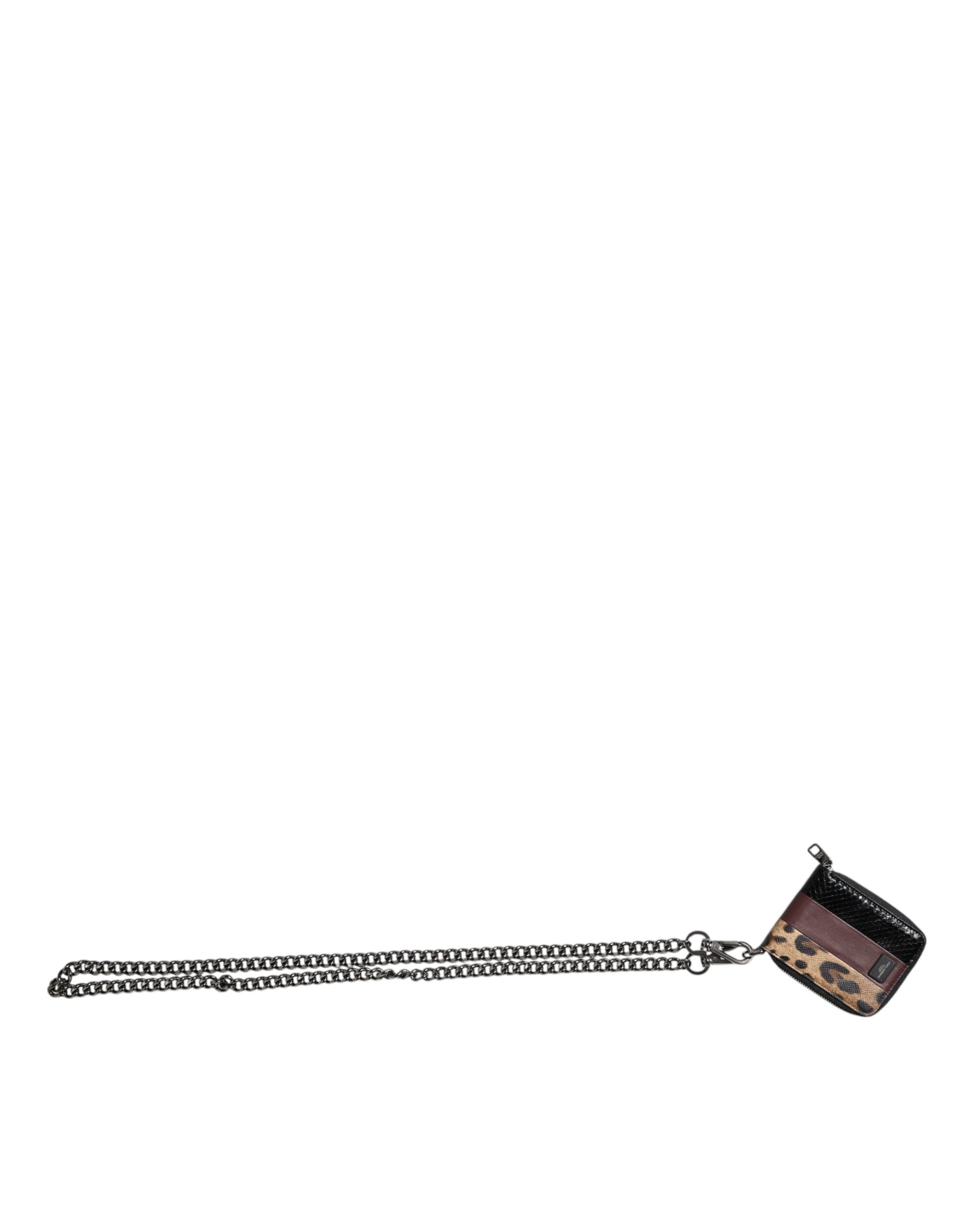 Dolce & Gabbana Flerfärgad Leopard Läder DG Bifold Korthållare Plånbok