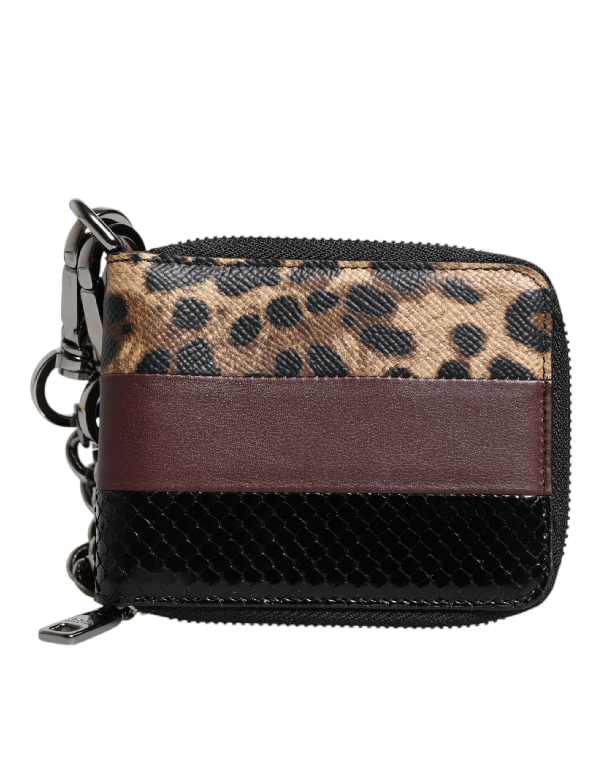 Dolce & Gabbana Flerfärgad Leopard Läder DG Bifold Korthållare Plånbok