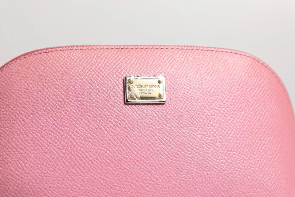 Dolce & Gabbana Rosa Läderväska med DG-Logotyp och Dragkedja Runt Handväska