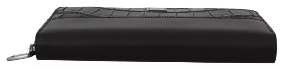 Dolce & Gabbana Brun Exotisk Läder Continental Clutch Plånbok Med Dragkedja Runt