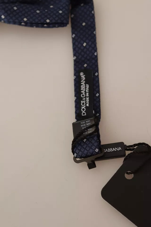 Dolce & Gabbana Blå Mönstrad Sidenfluga Med Justerbar Halsringning Herr