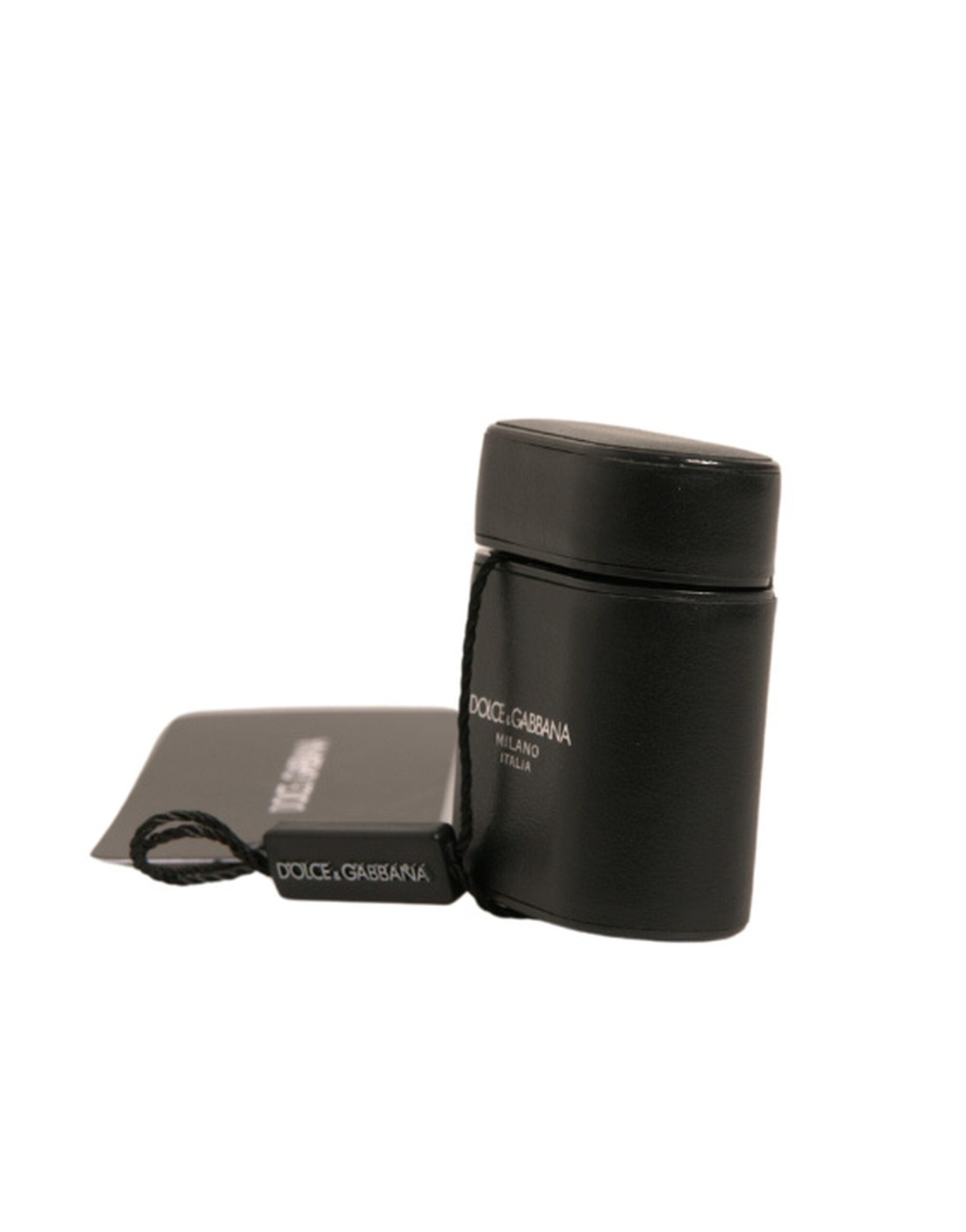 Dolce & Gabbana Svart PVC-logotypfodral med flipfodral till Airpods