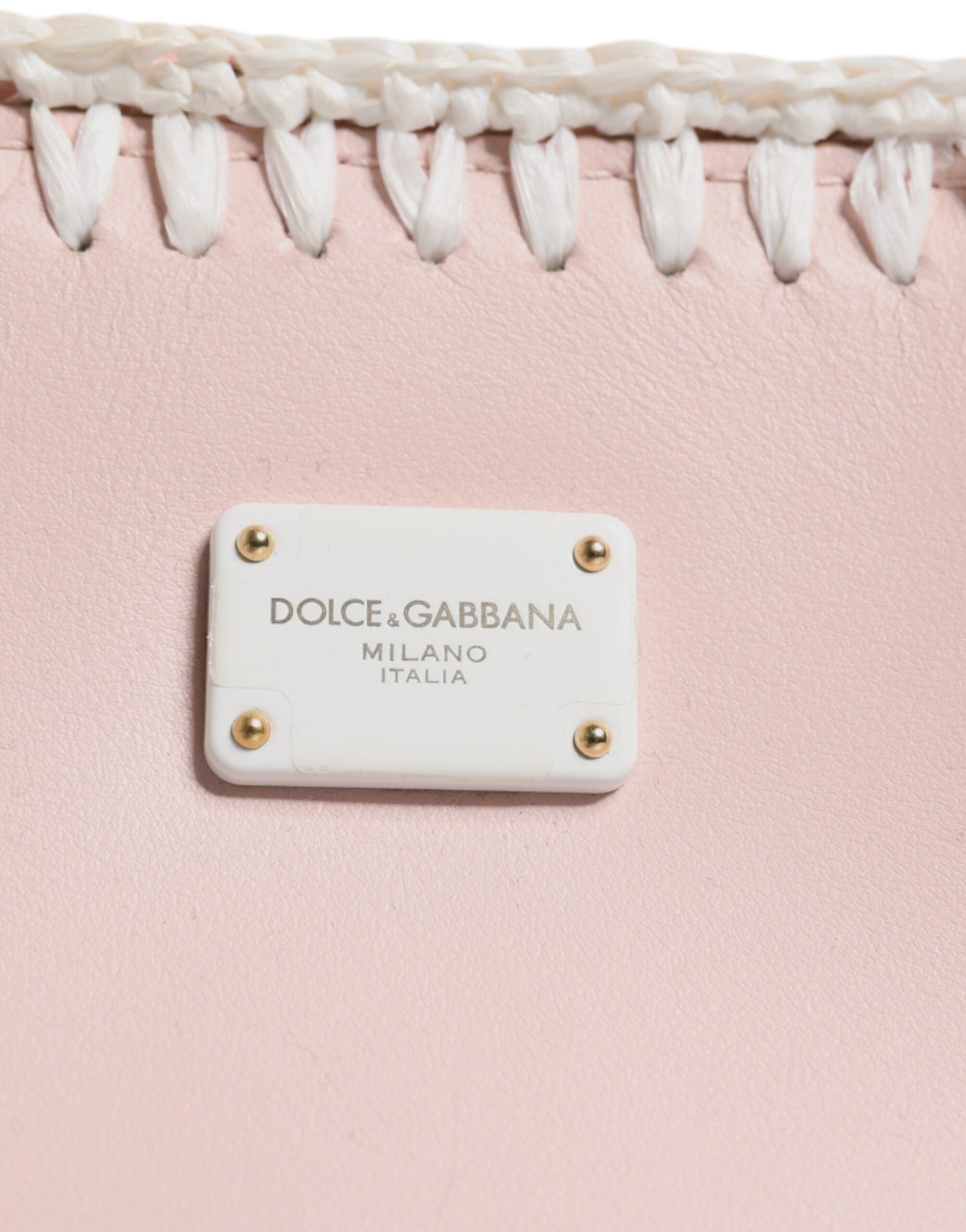 Dolce & Gabbana Ljusrosa Logotypplack Mjuk Läderrem Axelremsväska