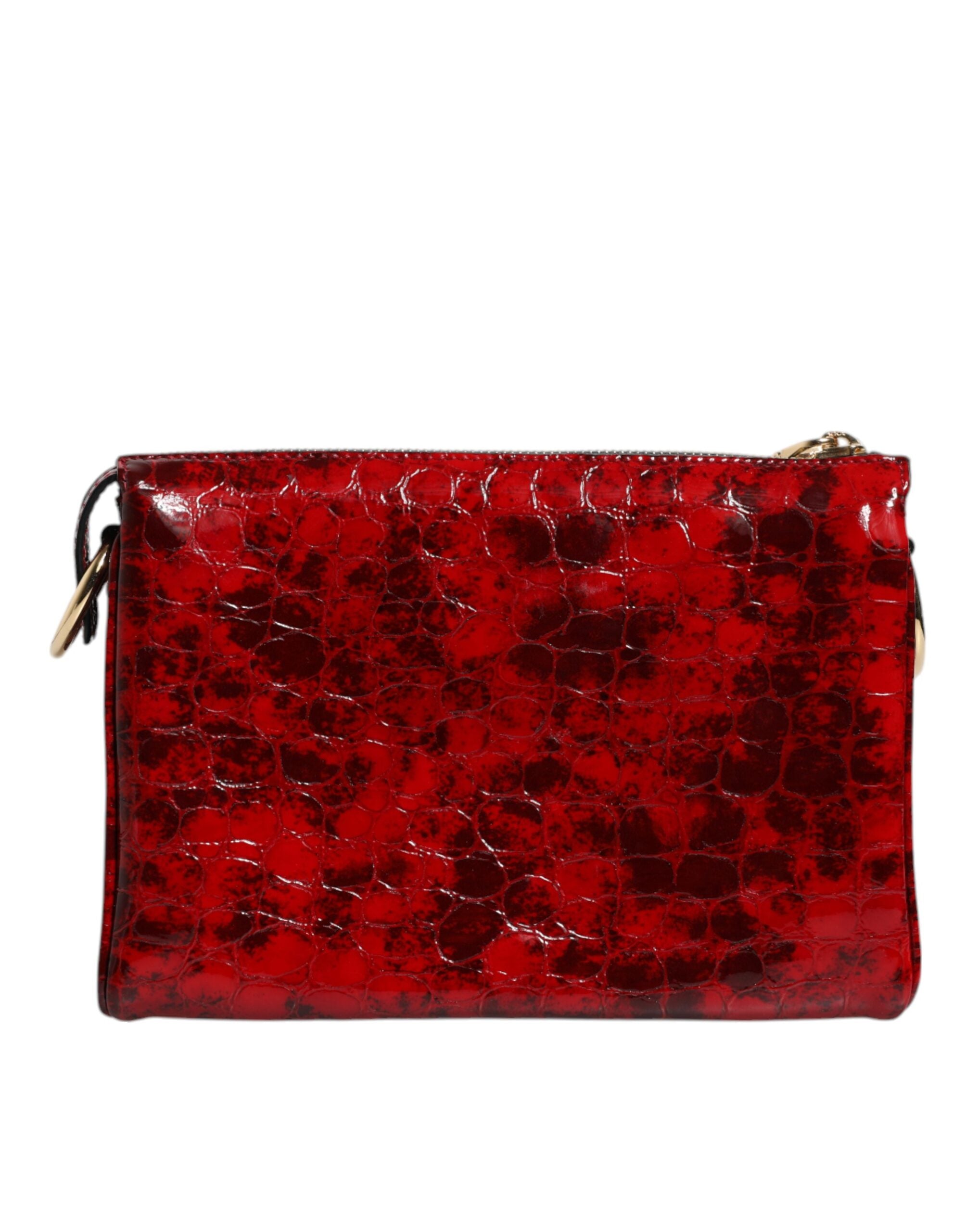 Dolce & Gabbana Röd Exotisk Läder DG Logo Dam Axelremsväska