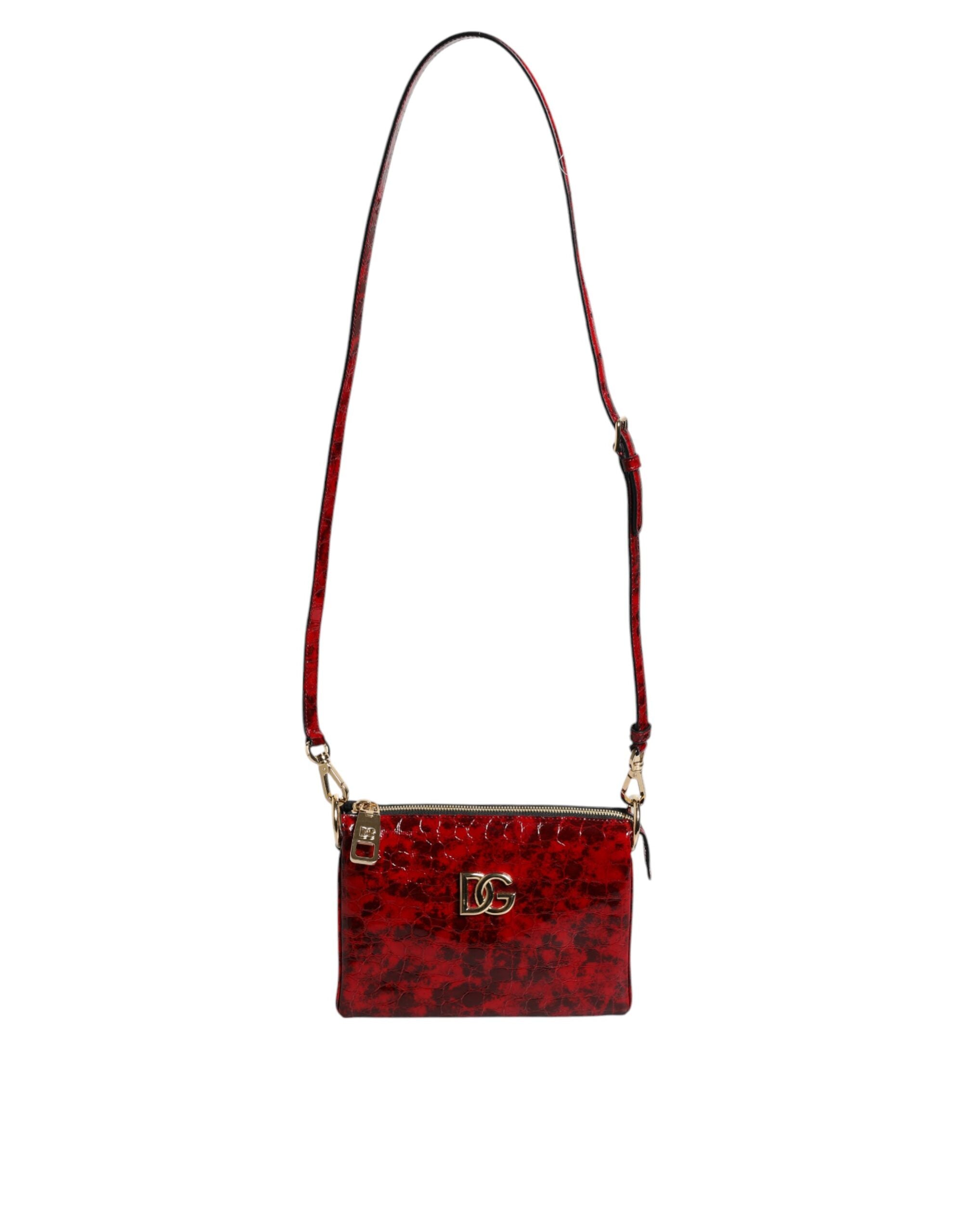 Dolce & Gabbana Röd Exotisk Läder DG Logo Dam Axelremsväska