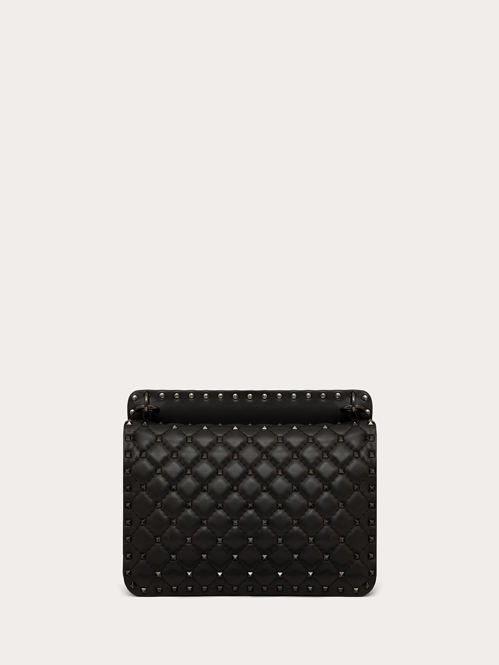 Valentino Garavani Svart Nappa Läder Medium Rockstudt Spike Väska