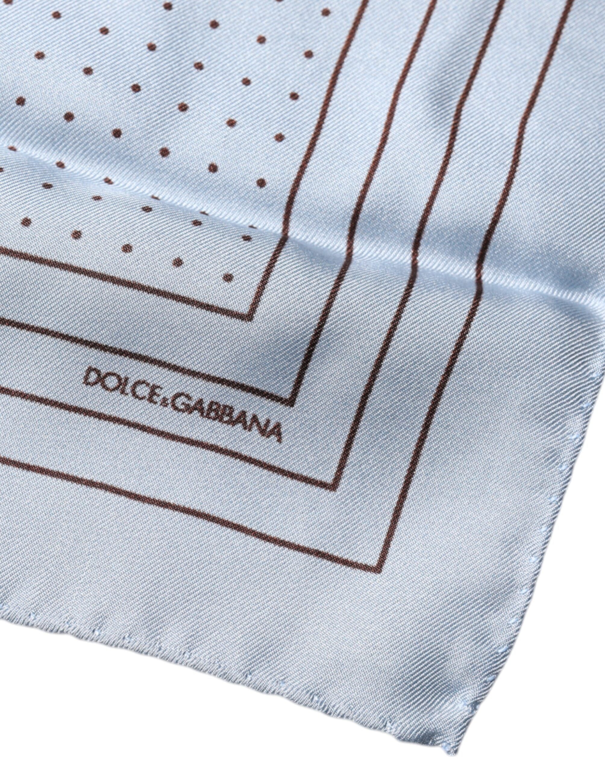 Dolce & Gabbana Himmelsblå Prickig Fyrkantig Näsdukshalsduk