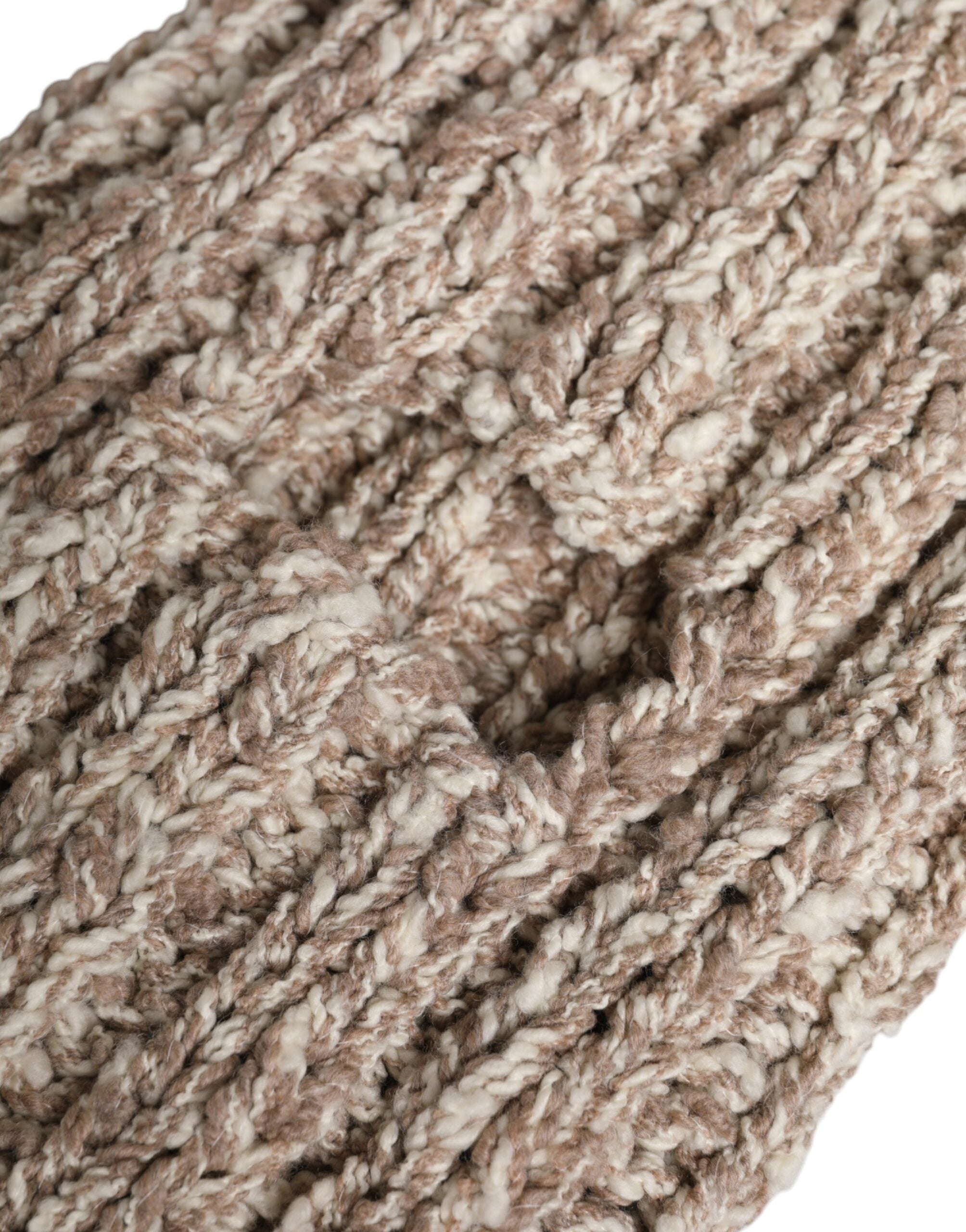 Dolce & Gabbana Beige Stickad Skidmask i Ull Balaklava