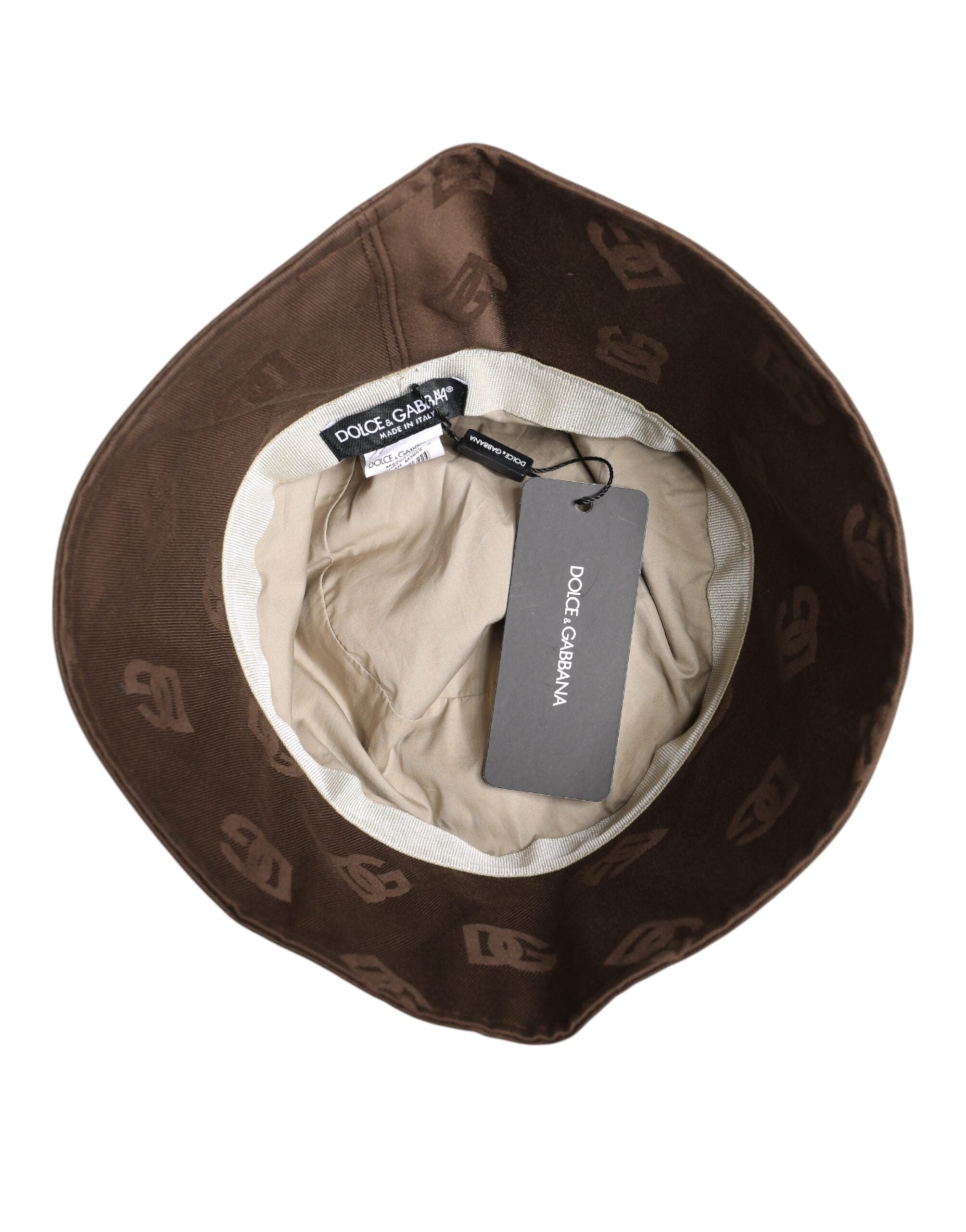 Dolce & Gabbana Brun Logotyp Monogram Bomull Bucket Cap