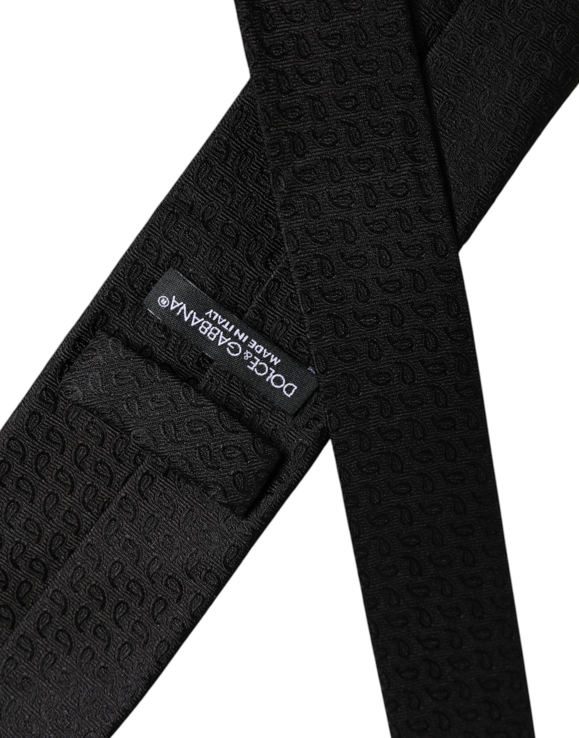 Dolce & Gabbana Svart Mönstrad Justerbar Slips i Siden