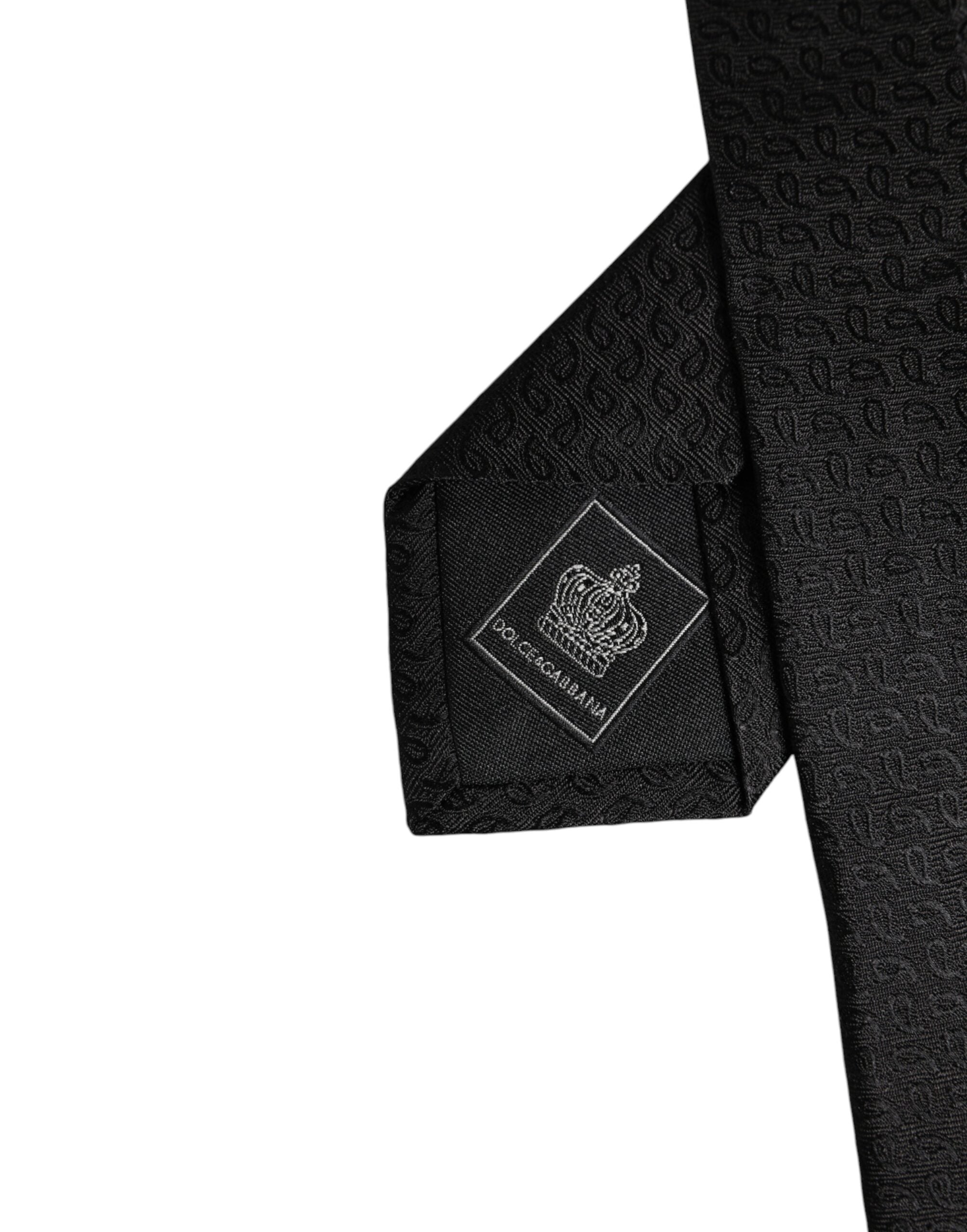 Dolce & Gabbana Svart Mönstrad Justerbar Slips i Siden