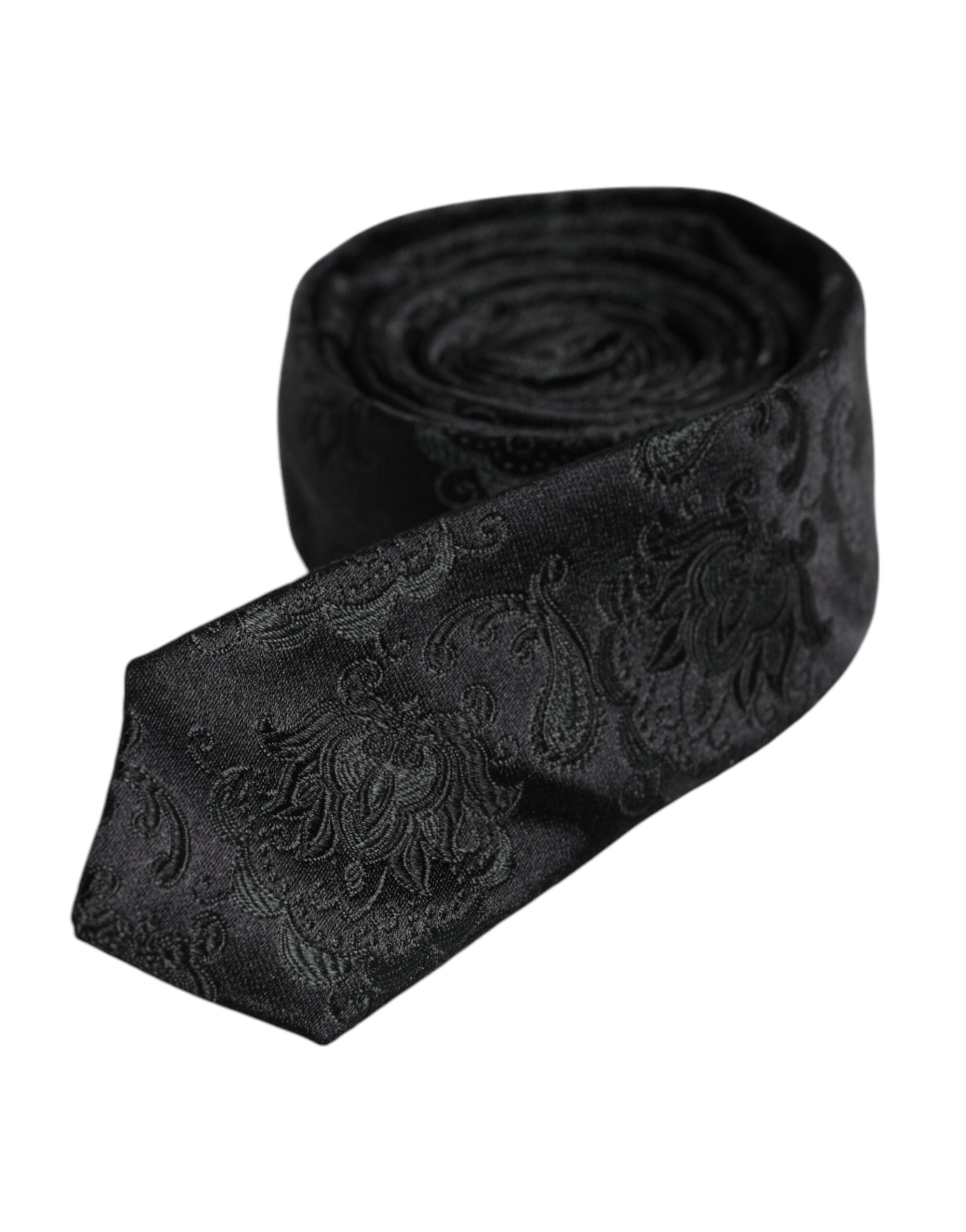 Dolce & Gabbana Mörkgrön Blommig Sidenslips Justerbar Slips
