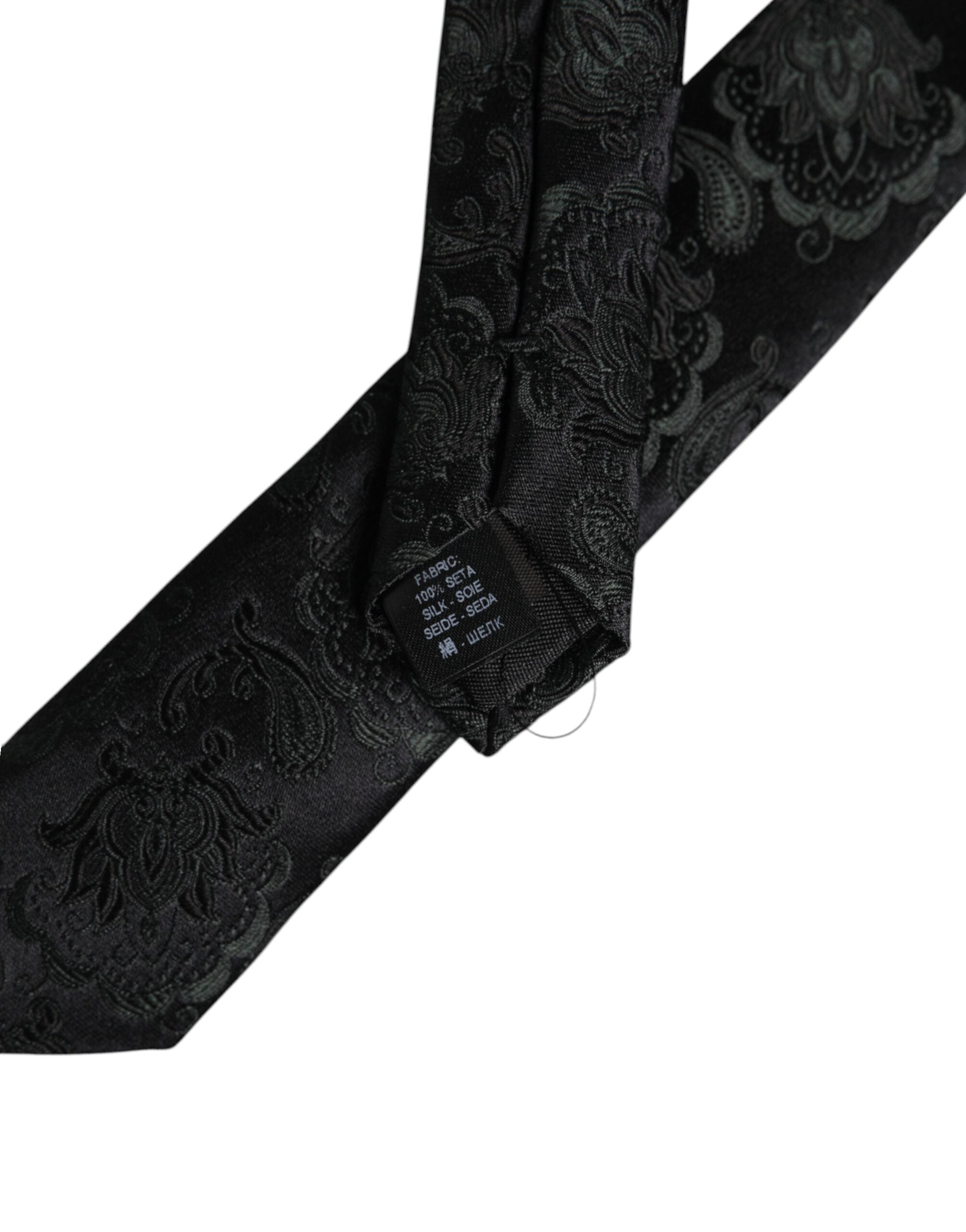 Dolce & Gabbana Mörkgrön Blommig Sidenslips Justerbar Slips
