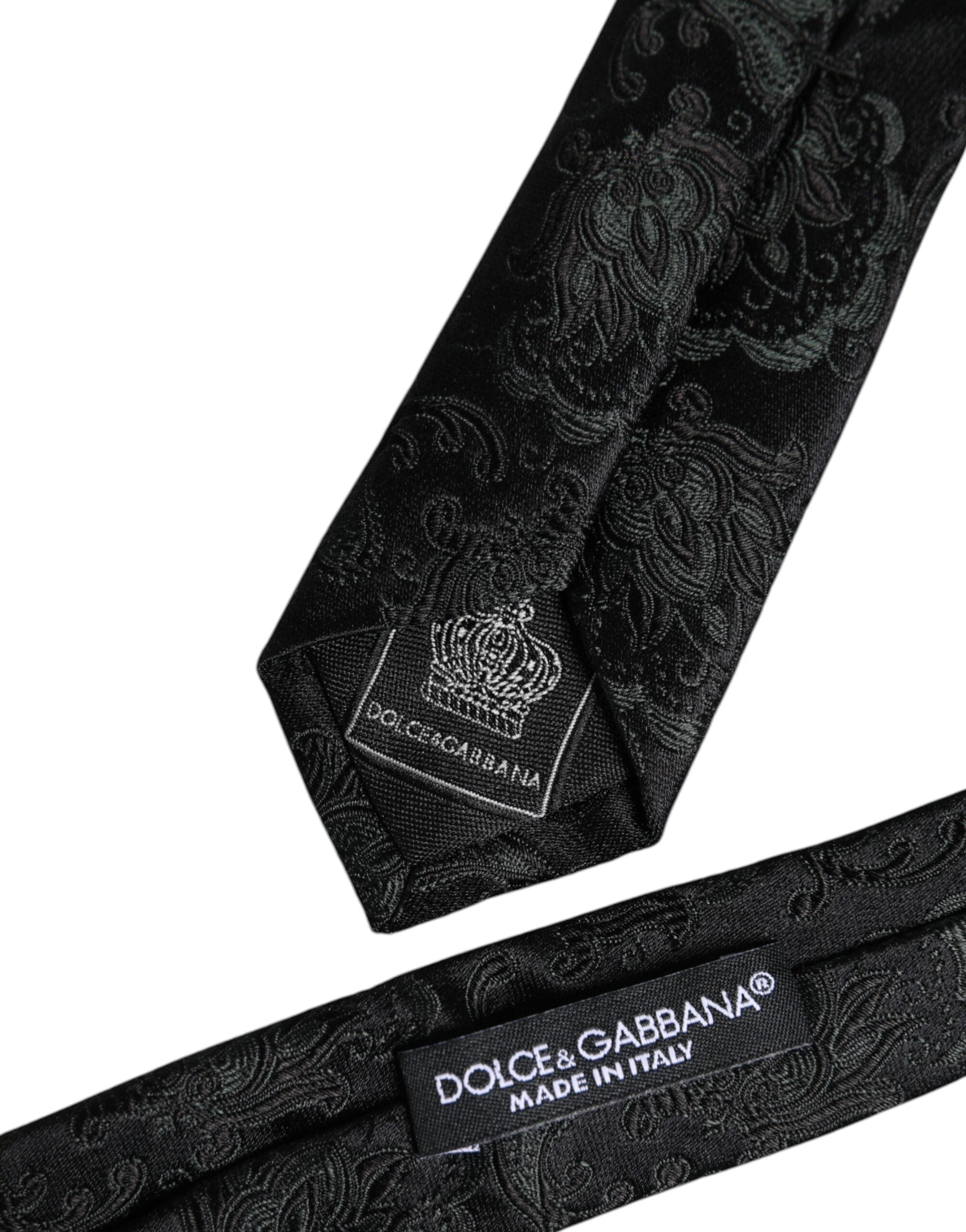 Dolce & Gabbana Mörkgrön Blommig Sidenslips Justerbar Slips