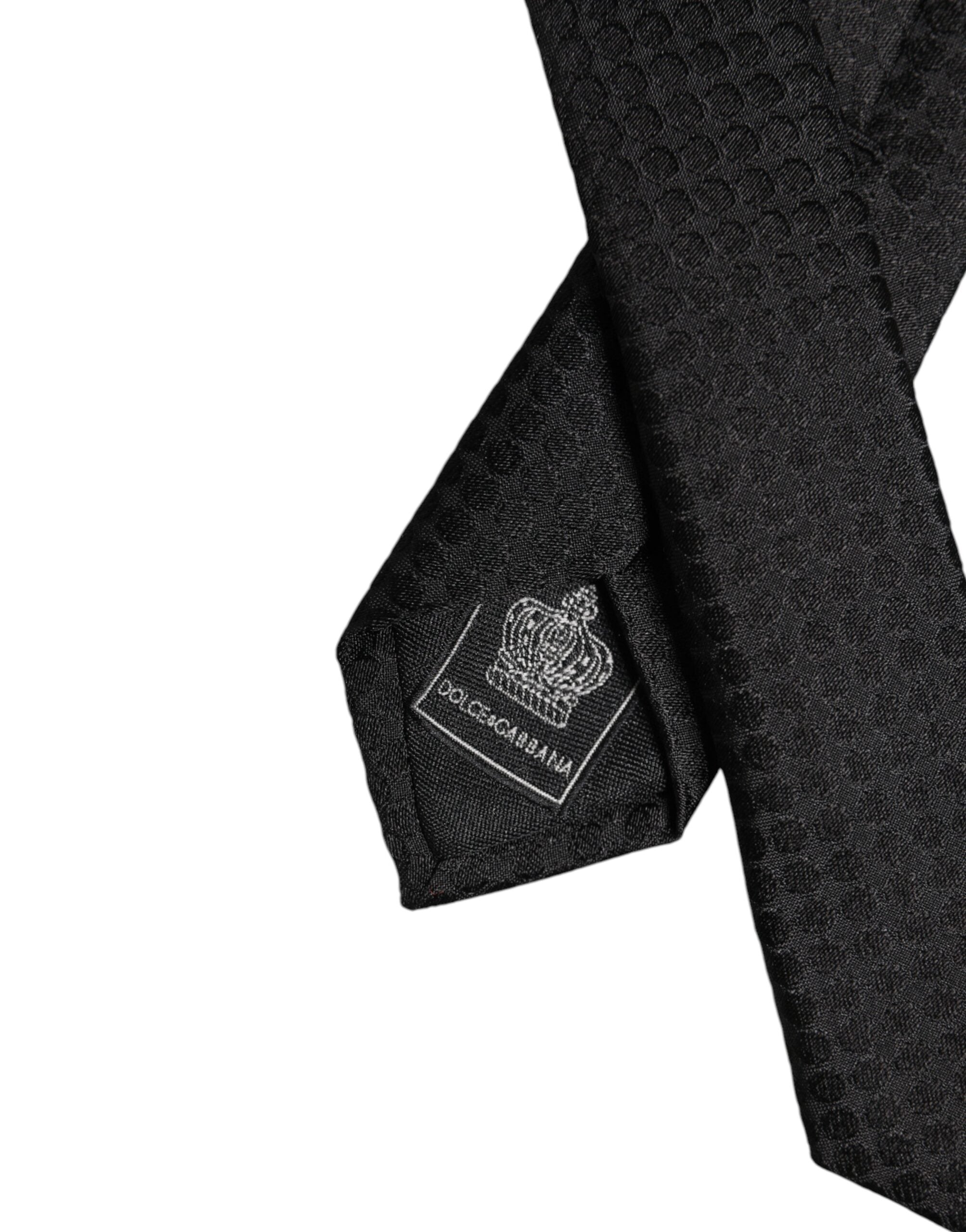 Dolce & Gabbana Svarta Cirklar Justerbar Slips i Siden