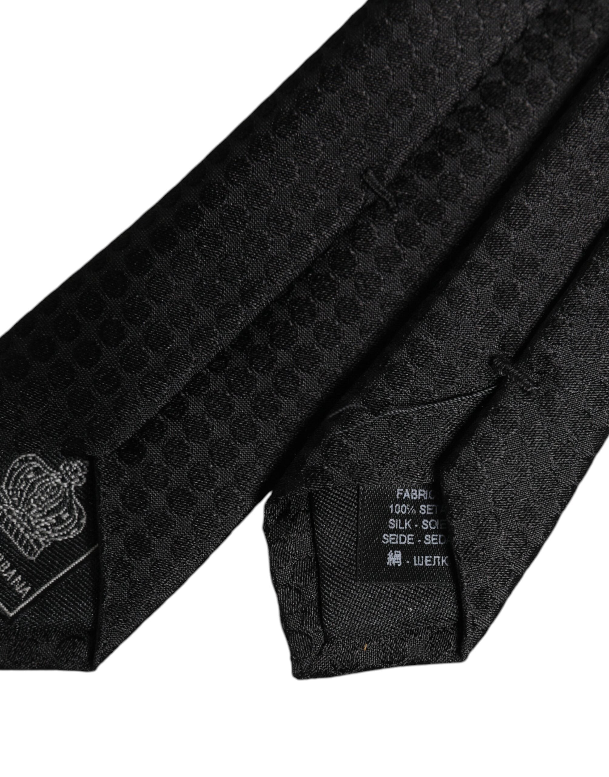 Dolce & Gabbana Svarta Cirklar Justerbar Slips i Siden