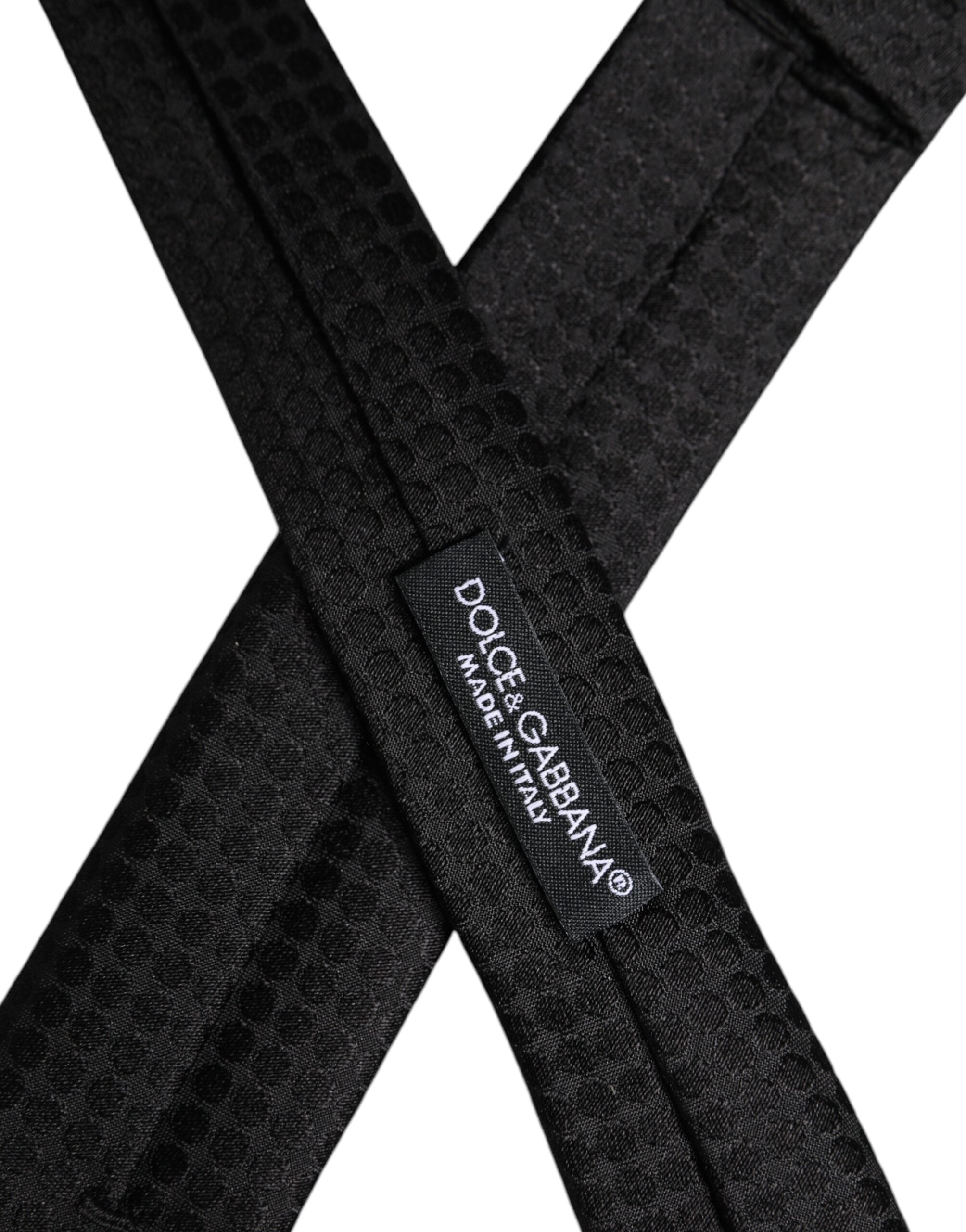 Dolce & Gabbana Svarta Cirklar Justerbar Slips i Siden
