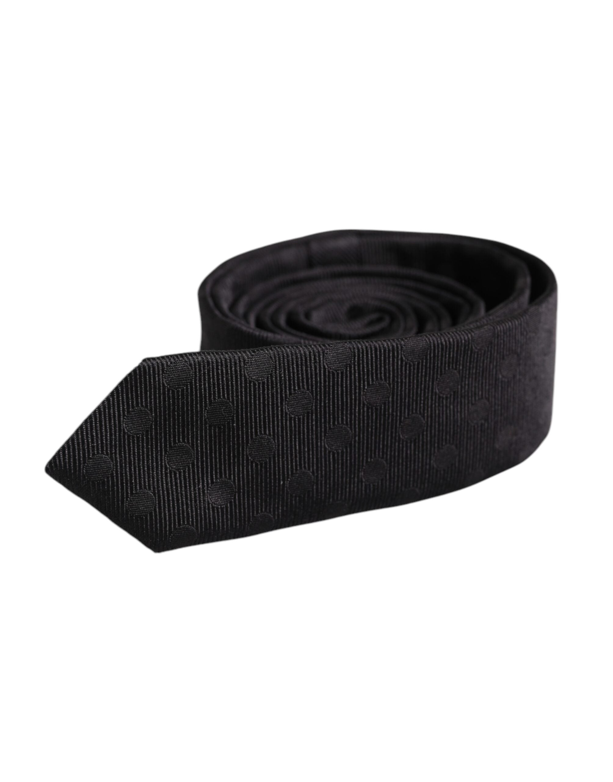 Dolce & Gabbana Svarta Cirklar Justerbar Slips i Siden