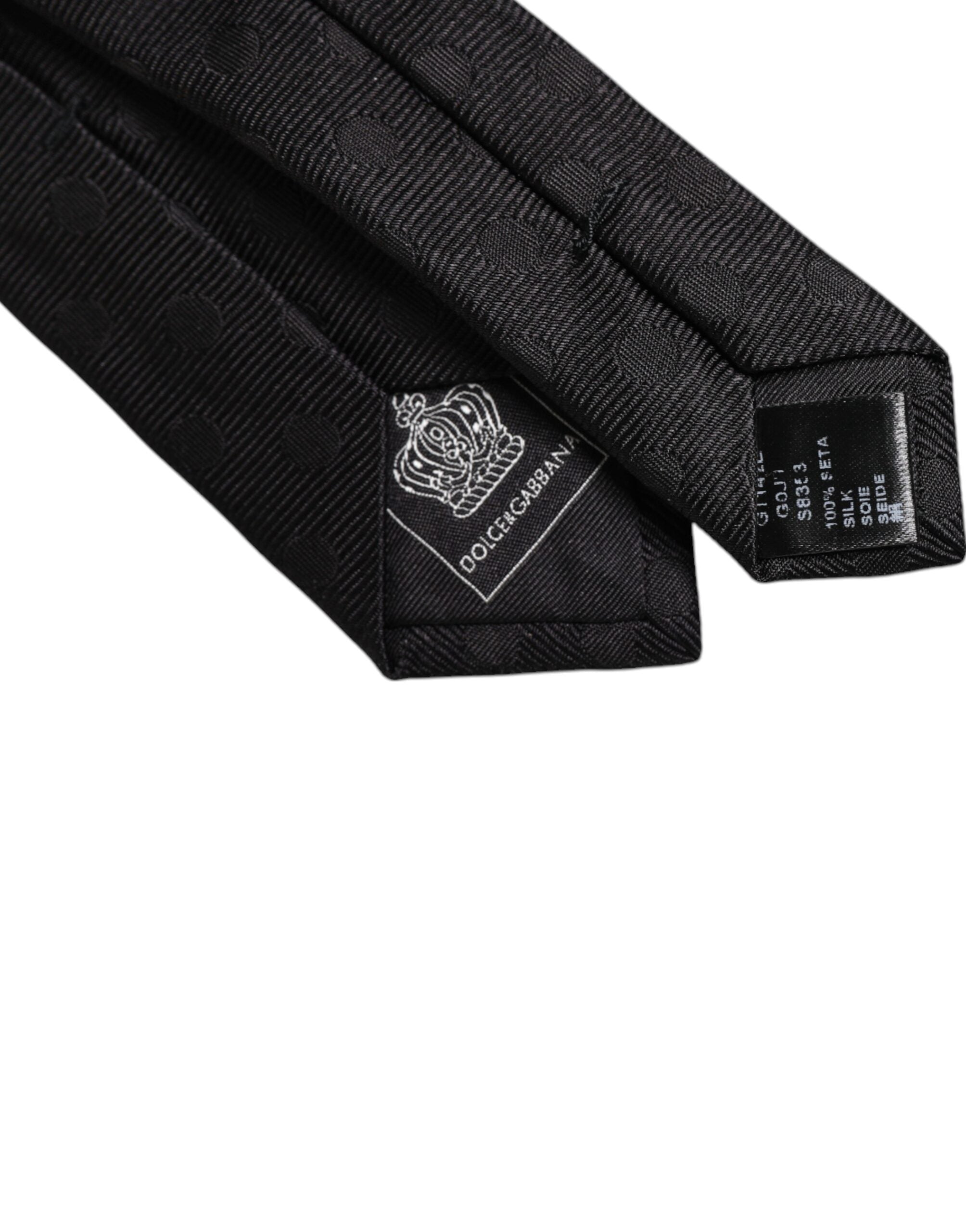 Dolce & Gabbana Svarta Cirklar Justerbar Slips i Siden