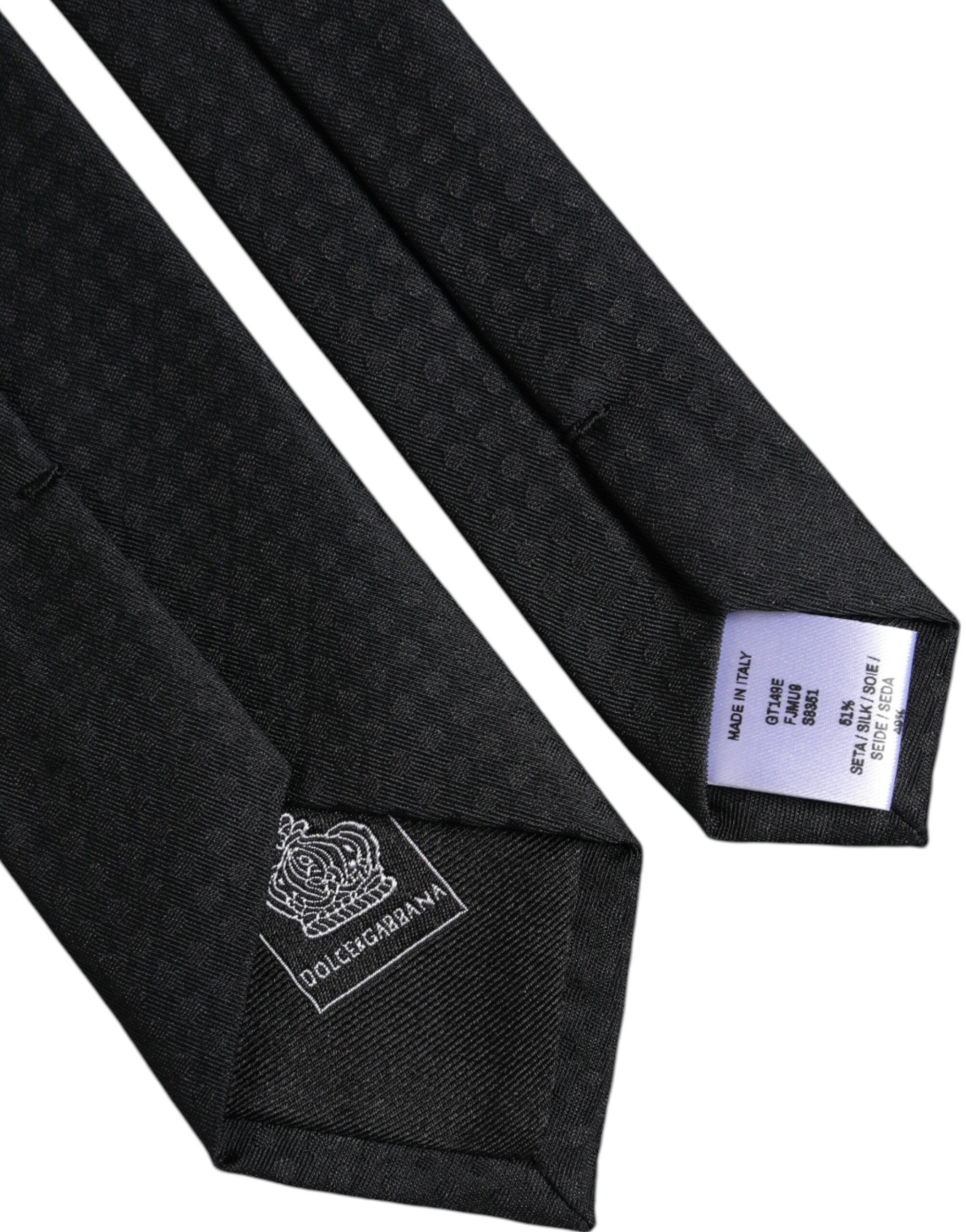 Dolce & Gabbana Svarta Cirklar Justerbar Slips i Siden