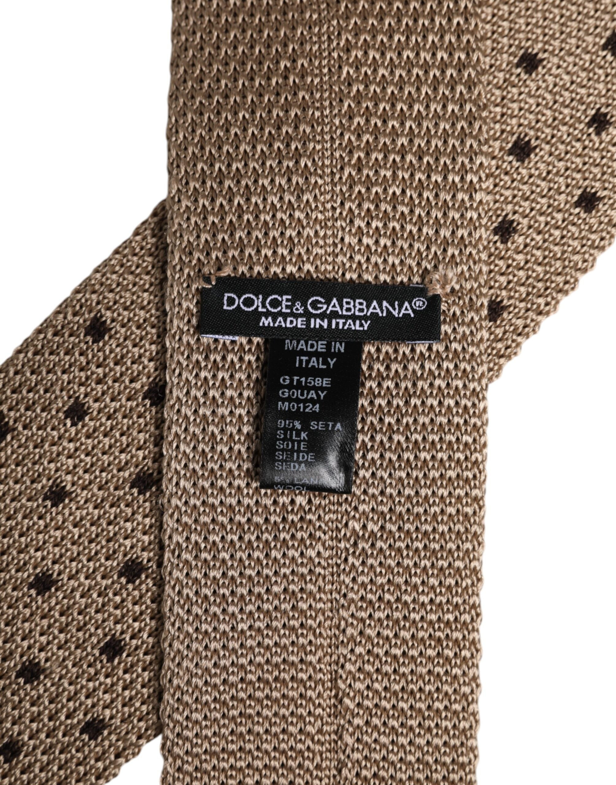 Dolce & Gabbana Beige Prickig Justerbar Sidenslips