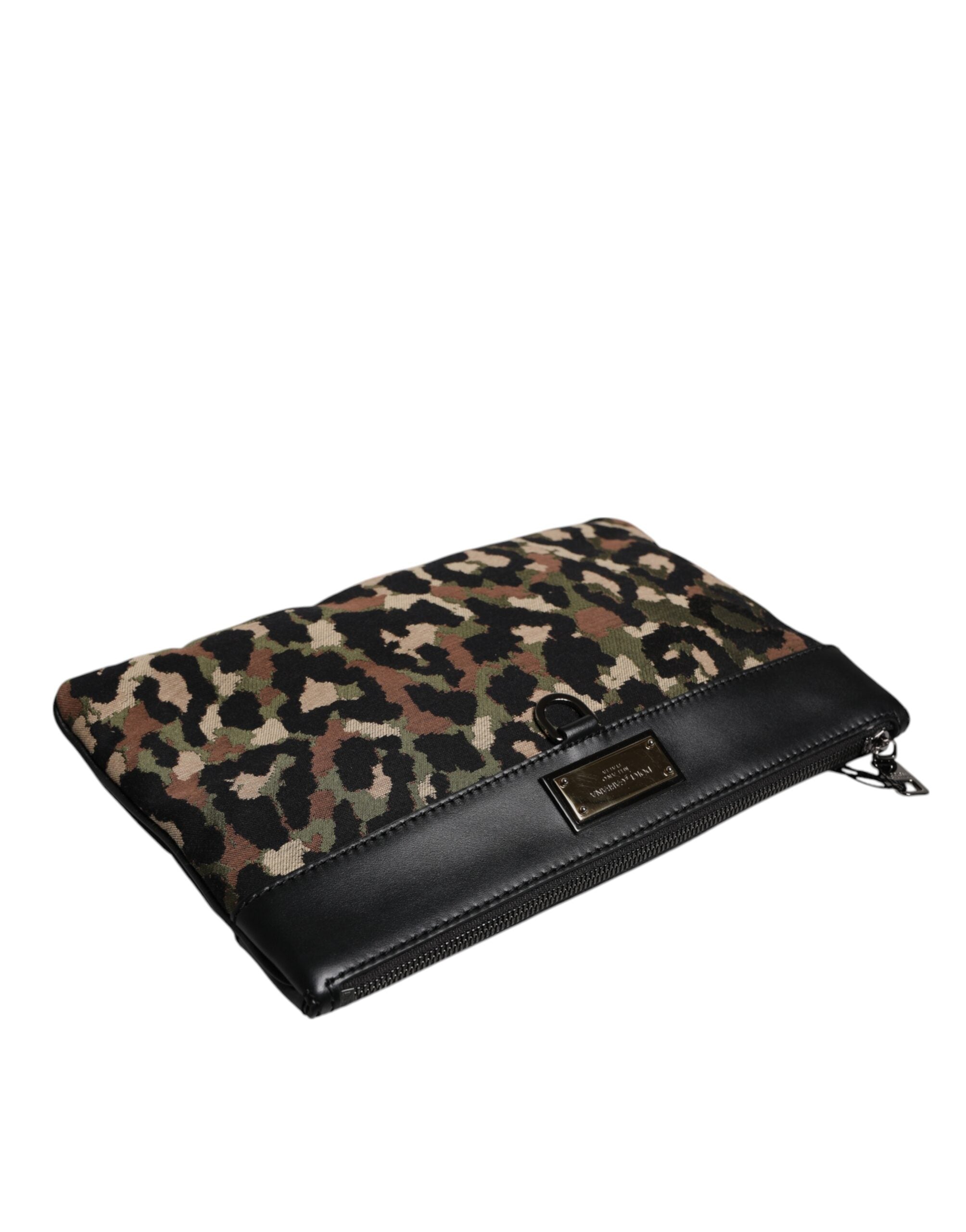 Dolce & Gabbana Flerfärgad Leopard Jacquard Mönstrad Logotyp Plack Väska