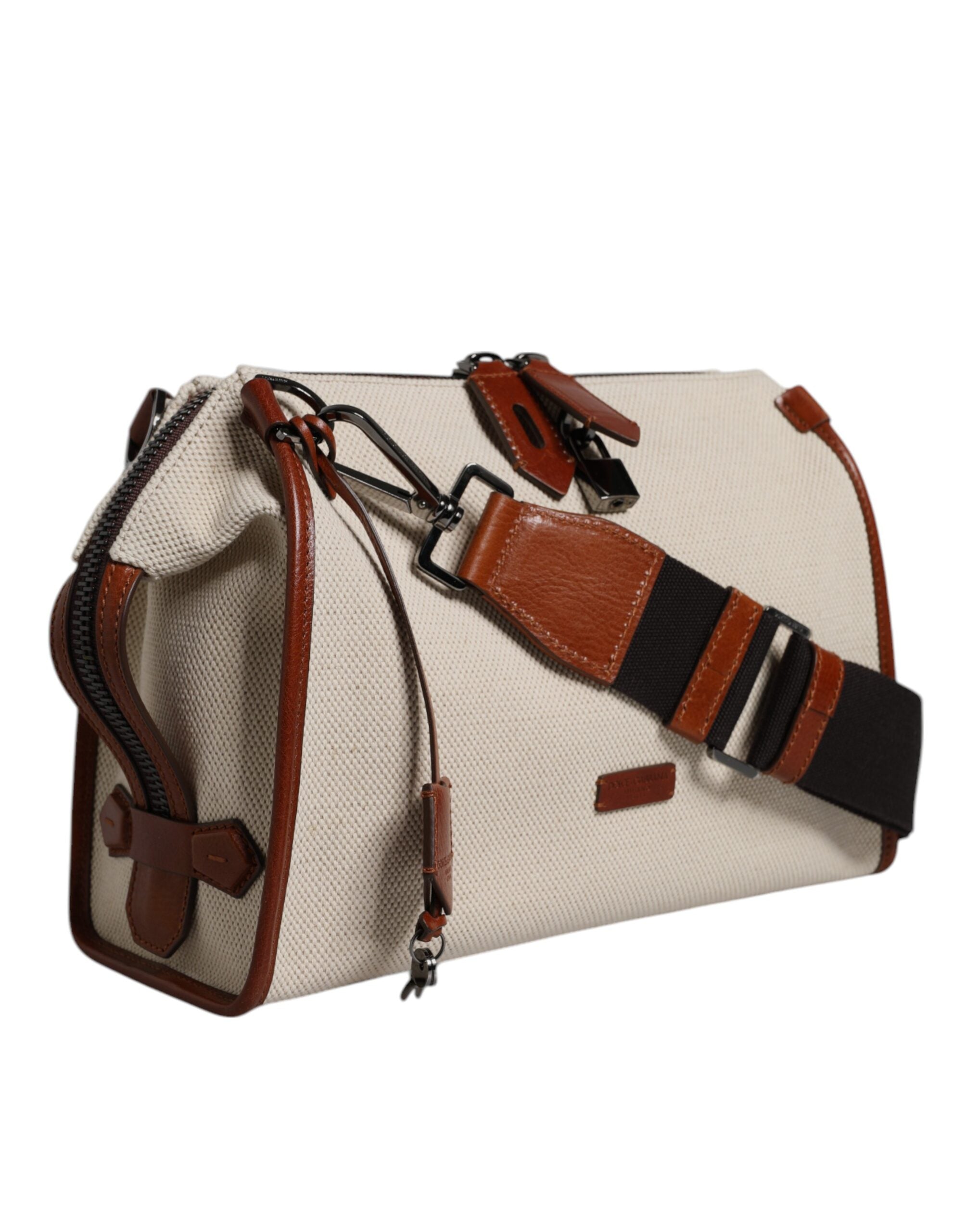 Dolce & Gabbana Beige Brun Duffelväska i Bomullsläder
