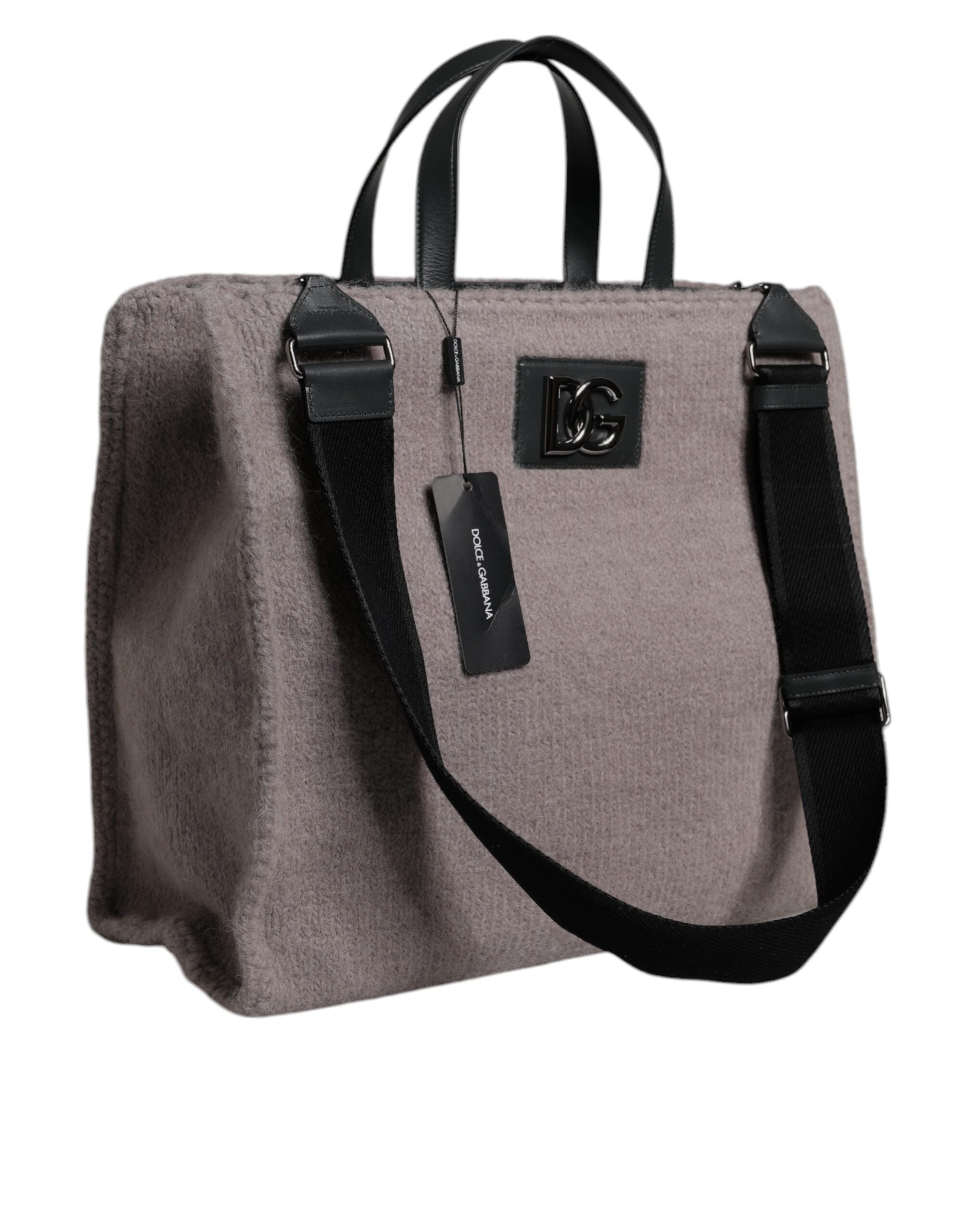Dolce & Gabbana Grå Alpackaull Toteväska med Logotypplakett