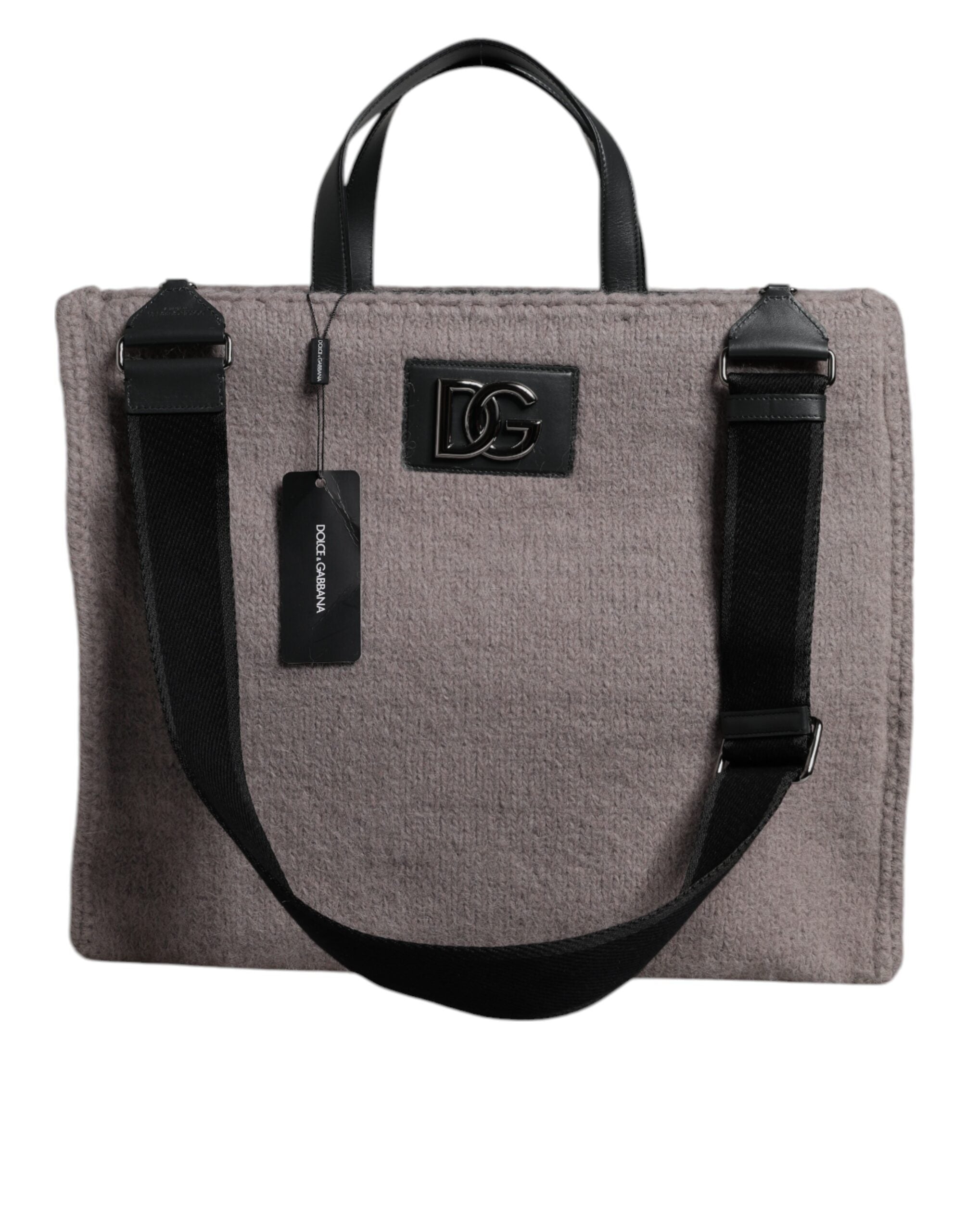 Dolce & Gabbana Grå Alpackaull Toteväska med Logotypplakett