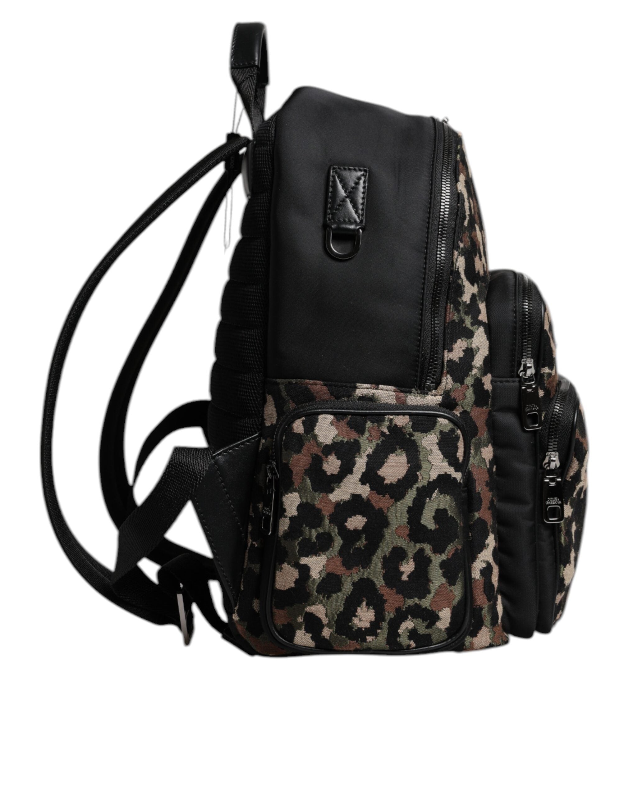 Dolce & Gabbana Flerfärgad Leopardtryck DG Logo Plack Herr Ryggsäck Väska