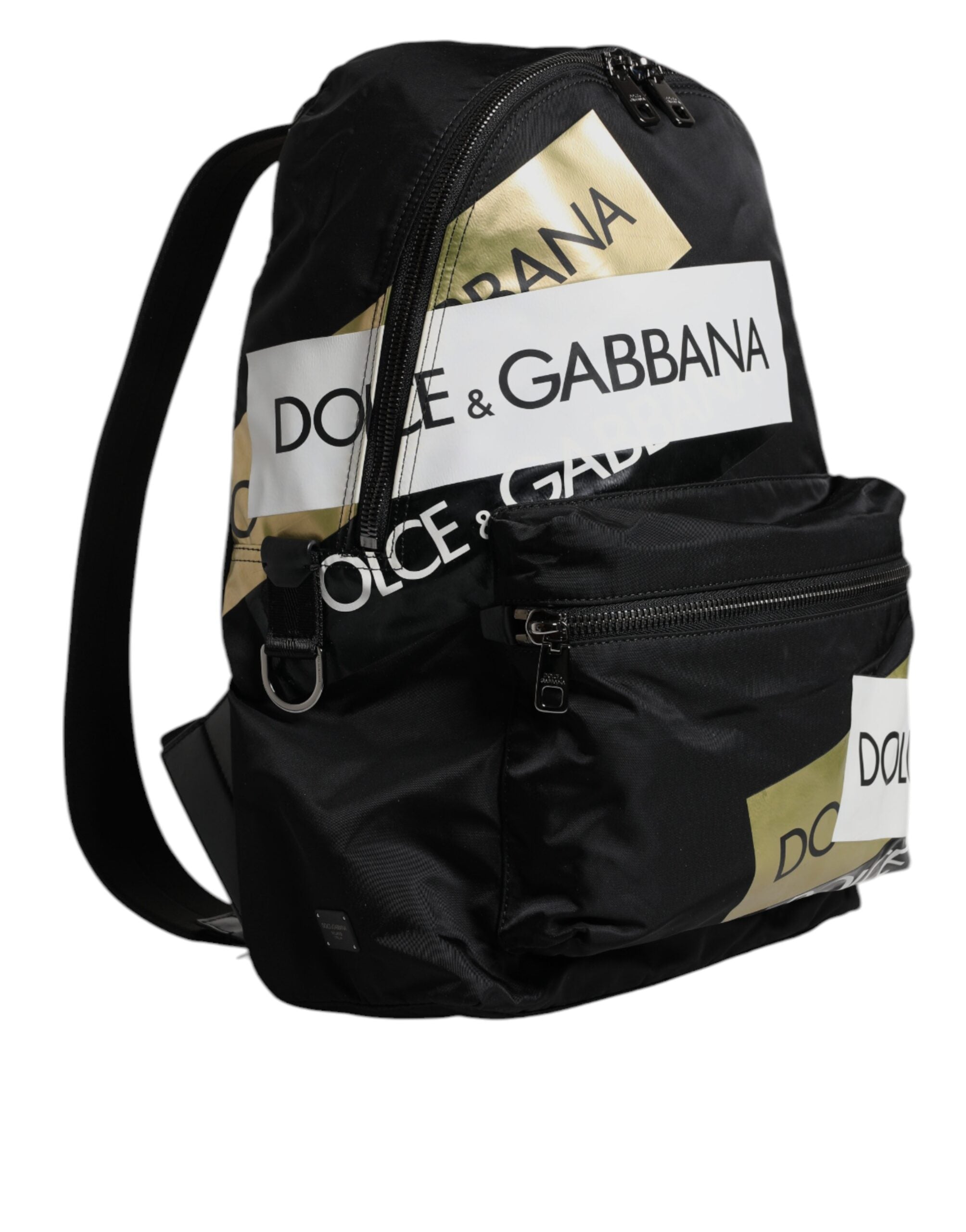 Dolce & Gabbana Svart Logotyptejp Polyamid Skolryggsäck
