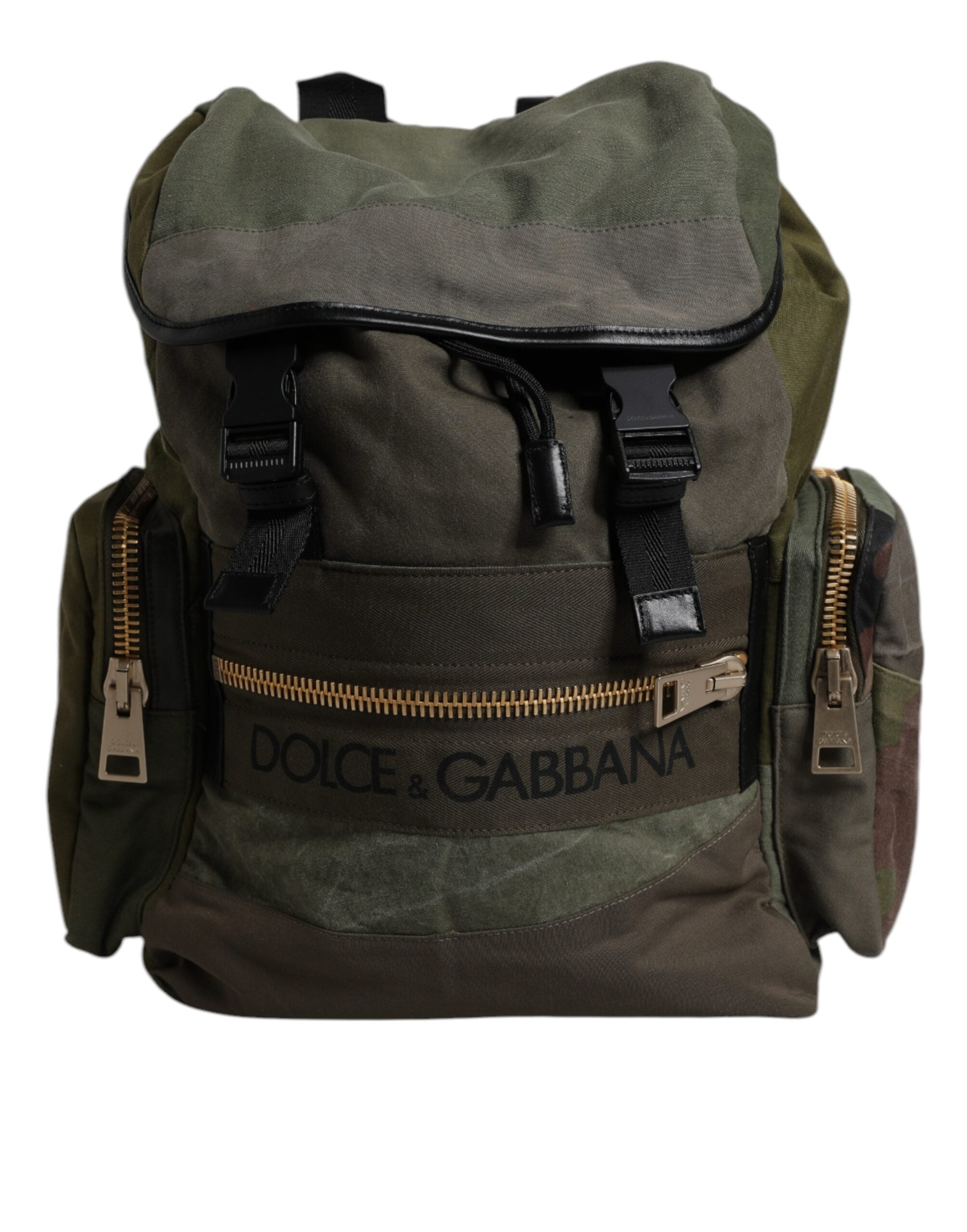 Dolce & Gabbana Militärgrön Patchwork Skolryggsäck