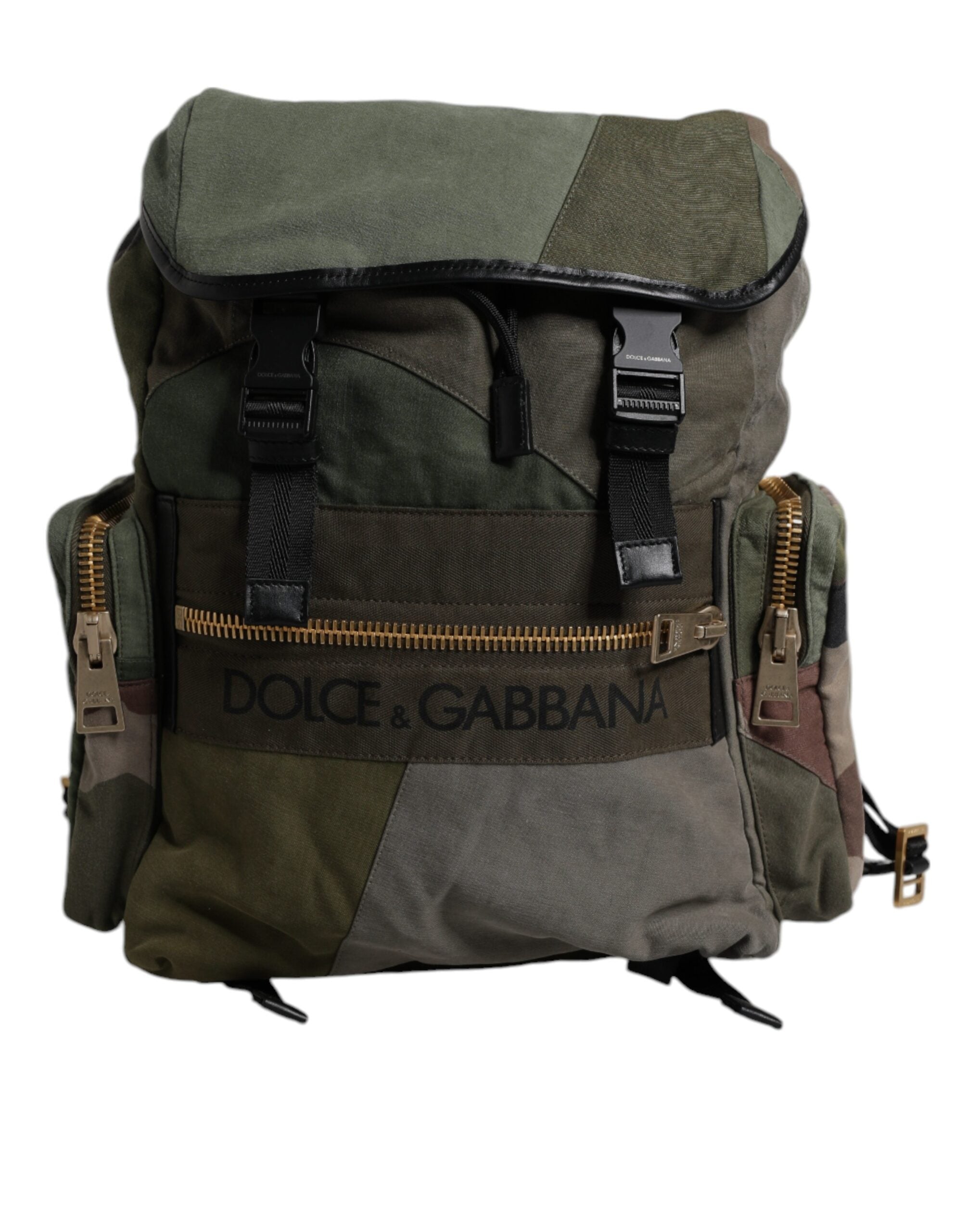 Dolce & Gabbana Militärgrön Patchwork Reseryggsäck