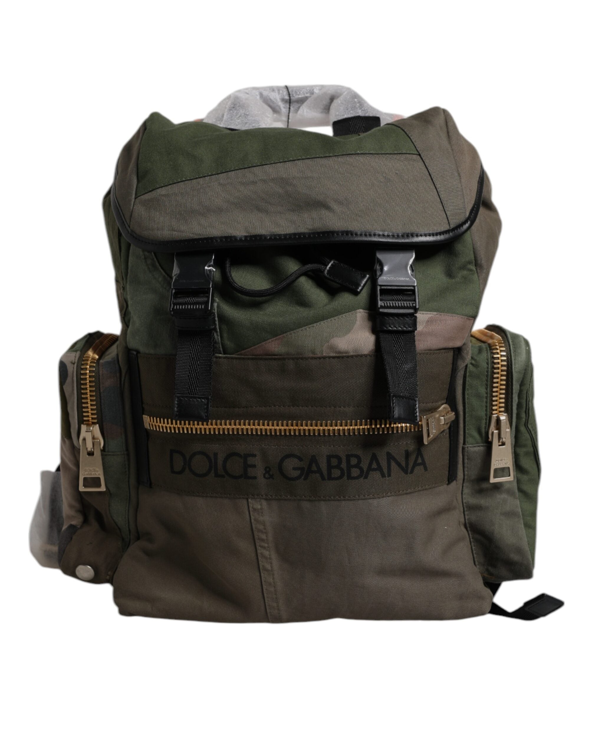 Dolce & Gabbana Militärgrön Patchwork Reseryggsäck