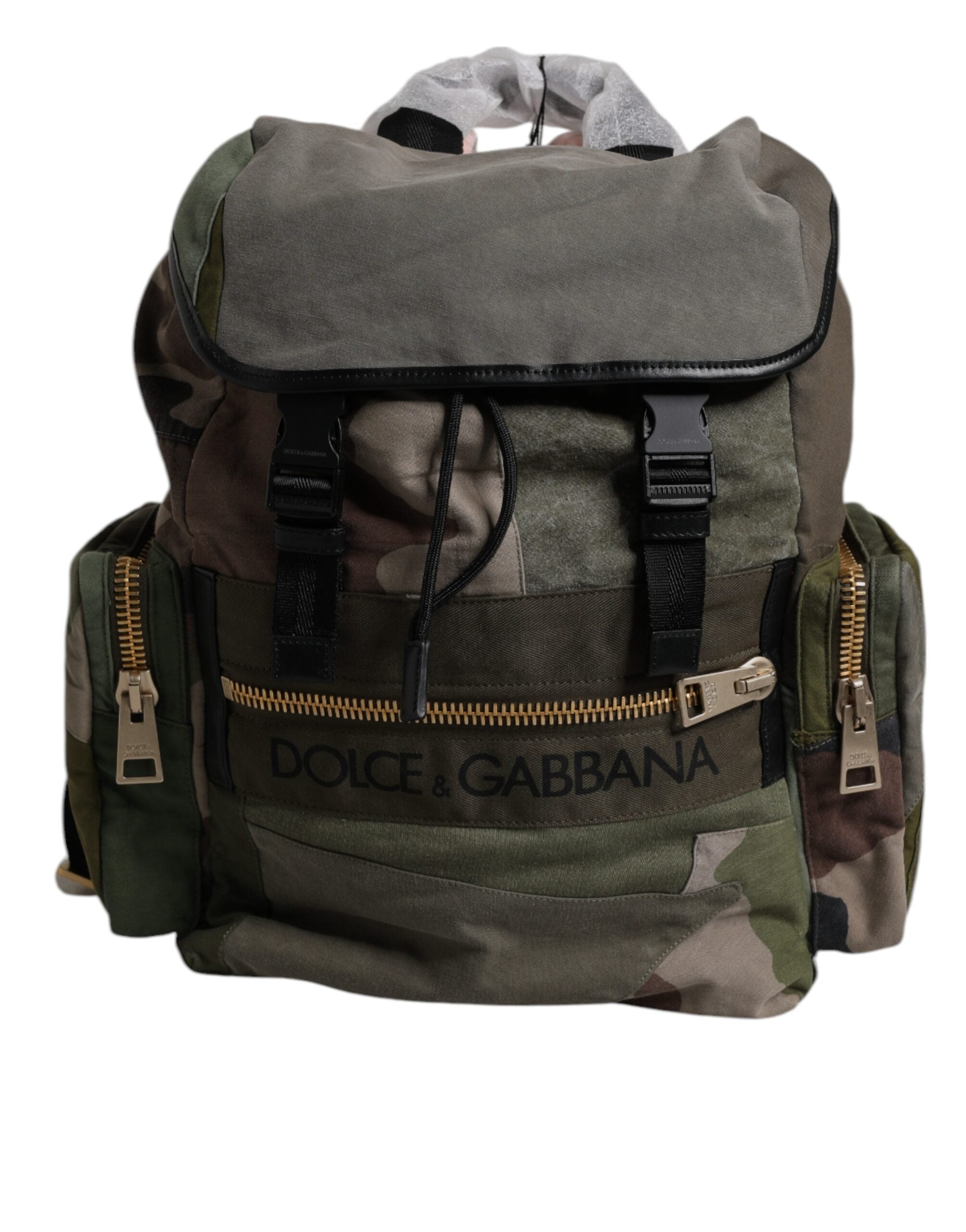 Dolce & Gabbana Militärgrön Patchwork Skolryggsäck