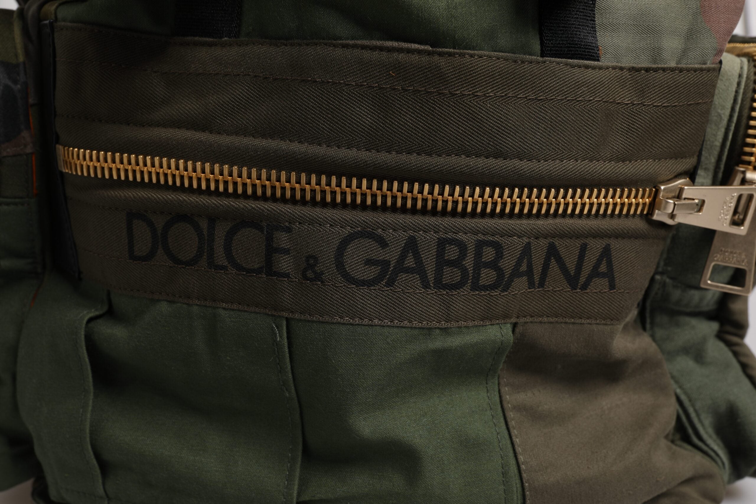 Dolce & Gabbana Militärgrön Patchwork Reseryggsäck