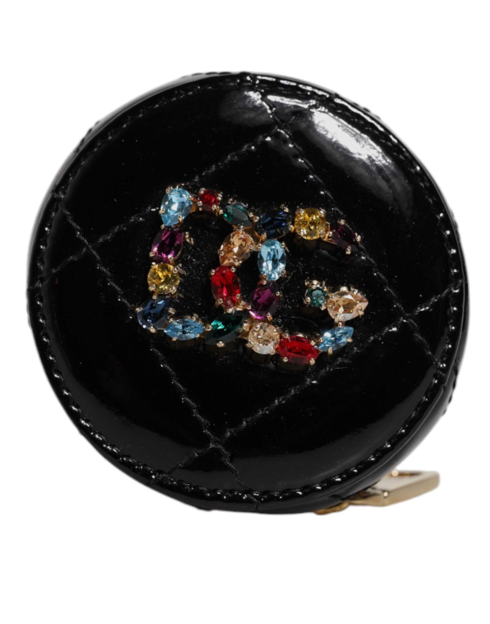 Dolce & Gabbana Svart Lammskinn DG Kristall Rund Myntväska
