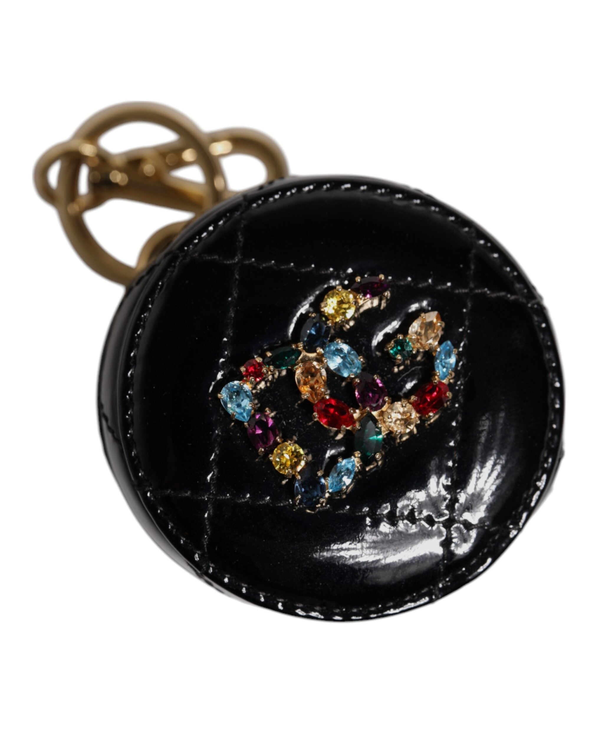 Dolce & Gabbana Svart Lammskinn DG Kristall Rund Myntväska