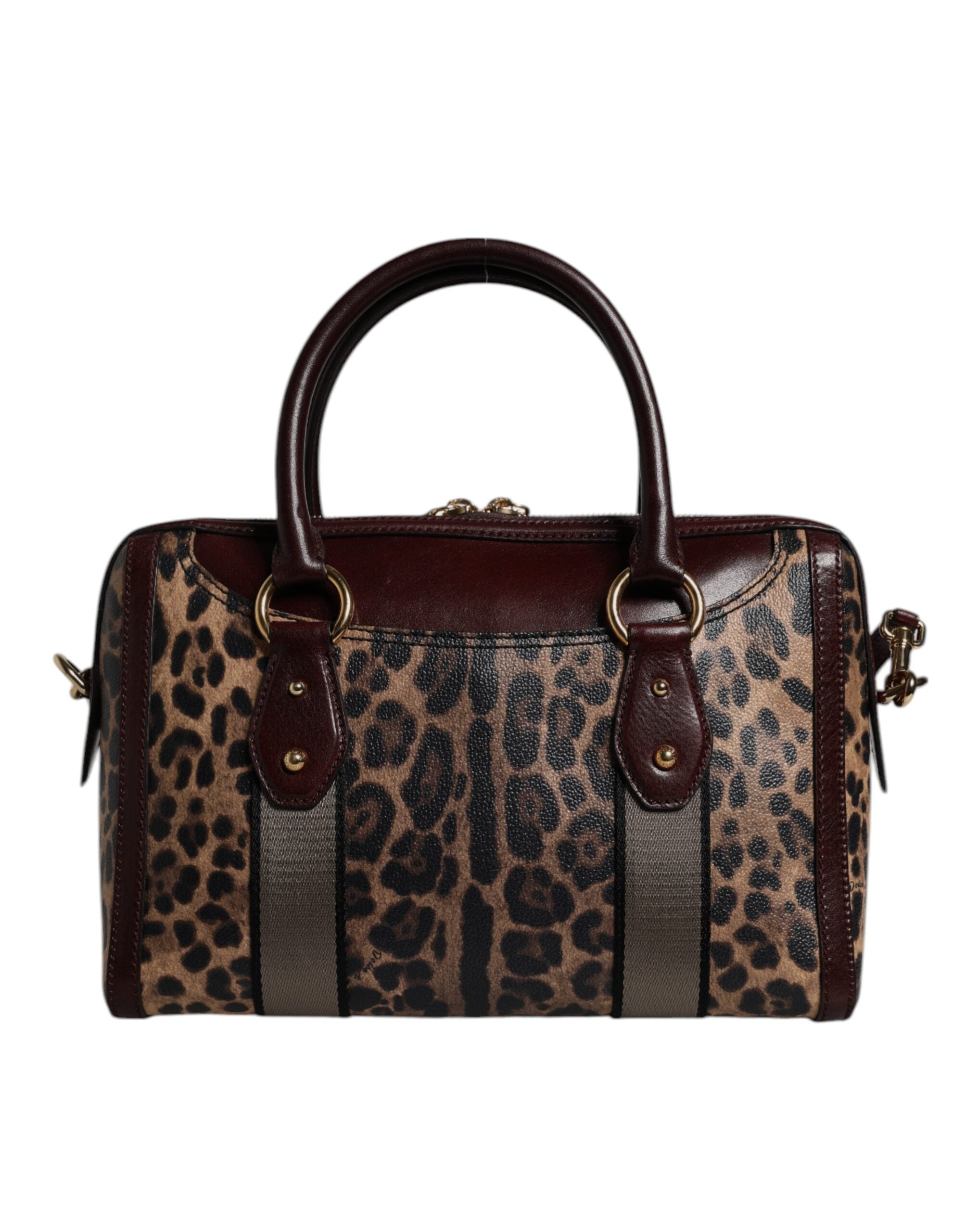 Dolce & Gabbana Brun Leopard Läder Duffelväska med Axelrem