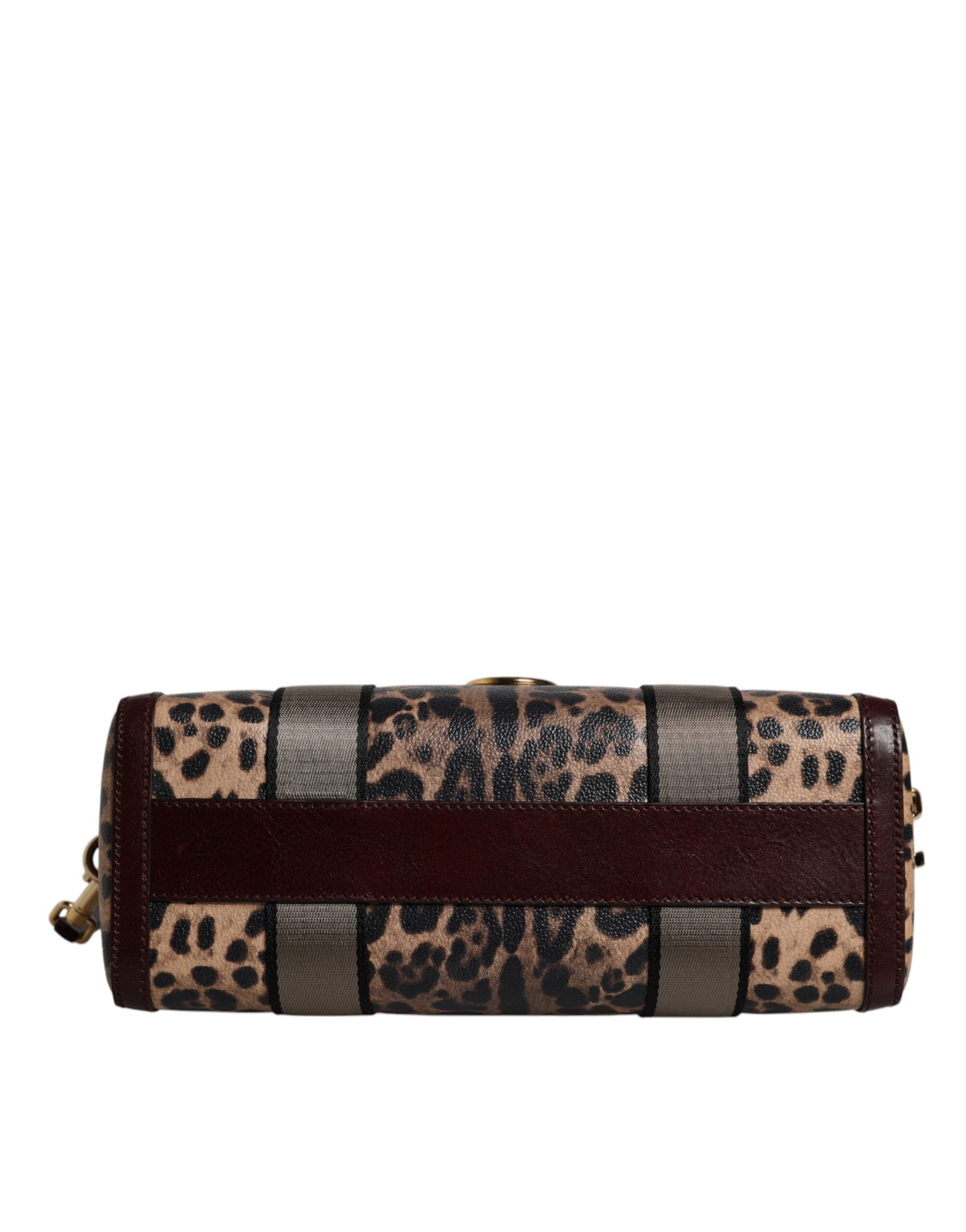Dolce & Gabbana Brun Leopard Läder Duffelväska med Axelrem