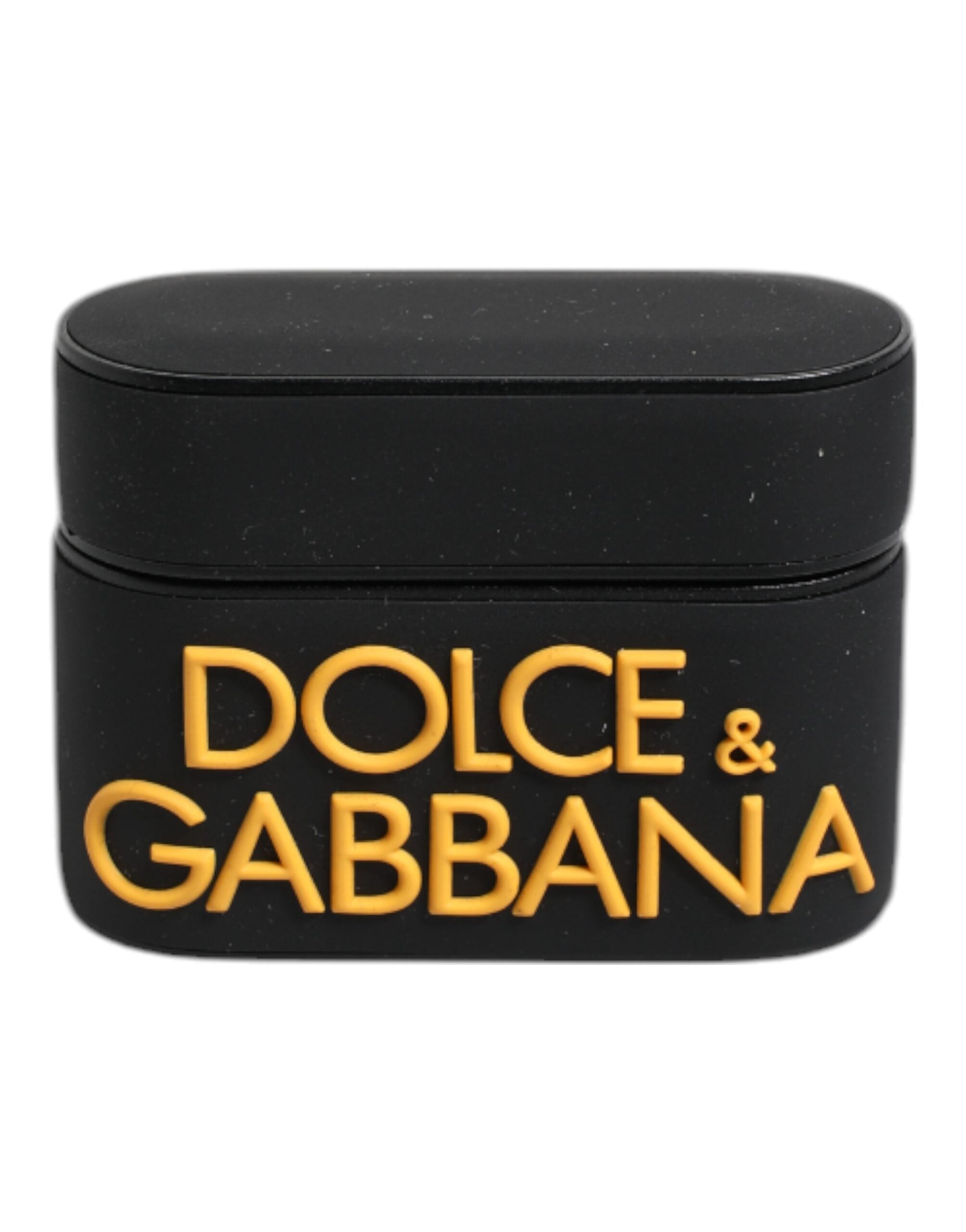 Dolce & Gabbana Svart Gult Silikonfodral med Präglad Logotyp till Airpods